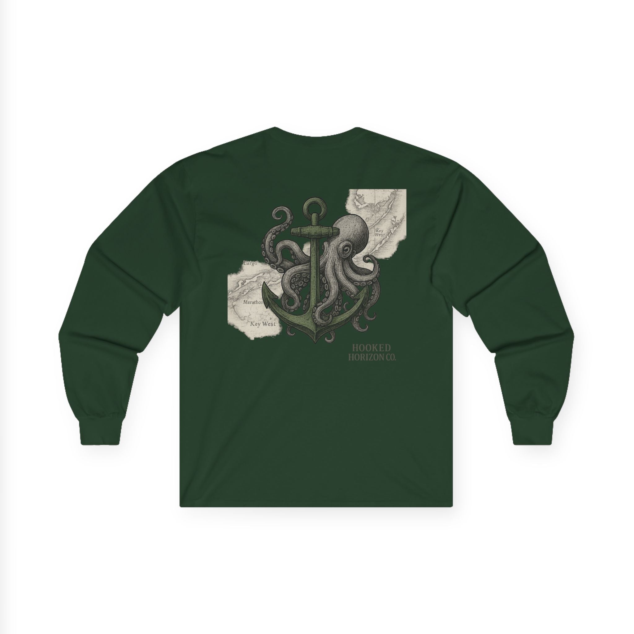 Octopus & Anchor Long Sleeve Tee, Unisex Cotton Shirt, Nautical Gift, Beachwear, Casual Outfit, Ocean Lover Apparel