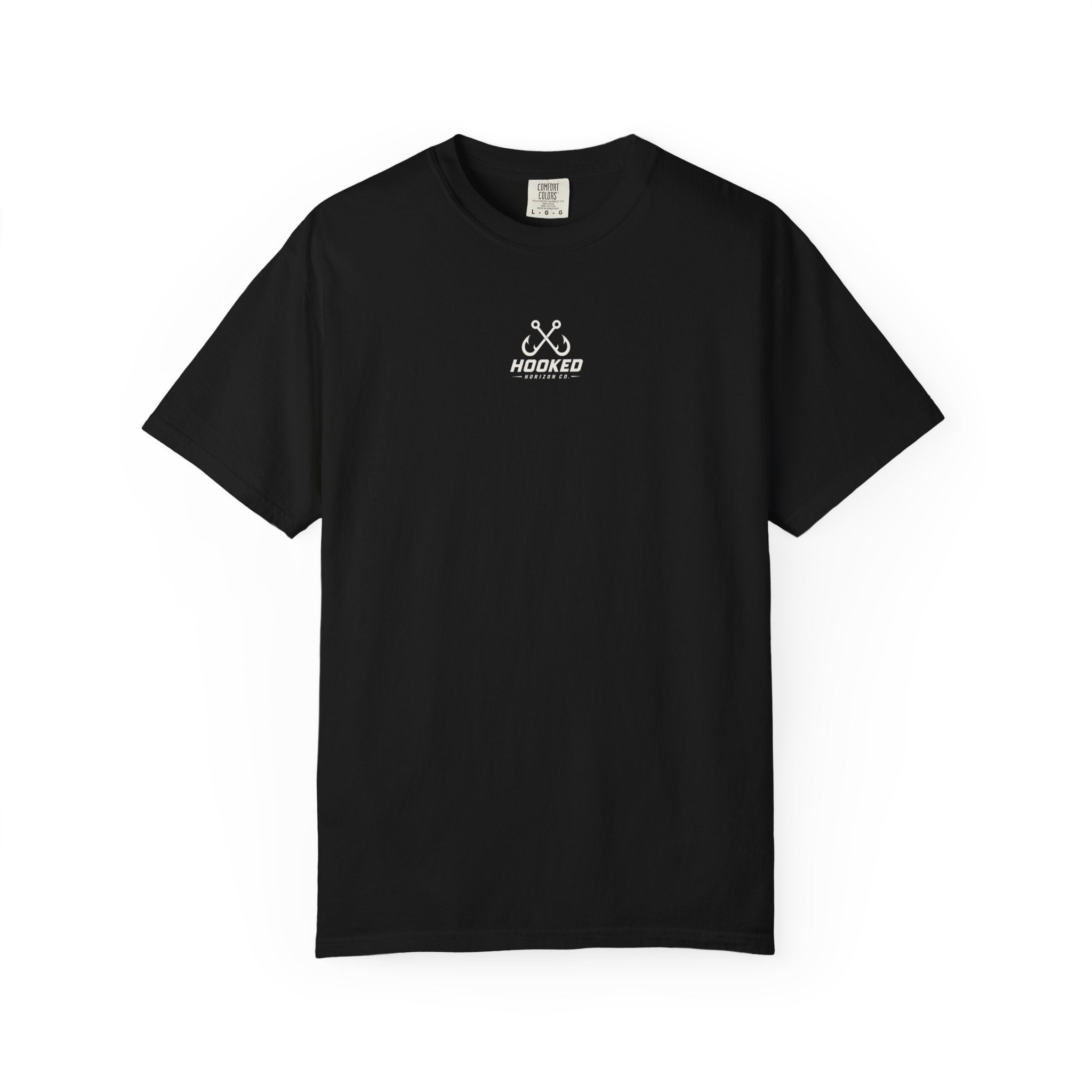 USA Shark Flag T-Shirt — "Hooked Horizon Co." American Fishing Graphic Tee
