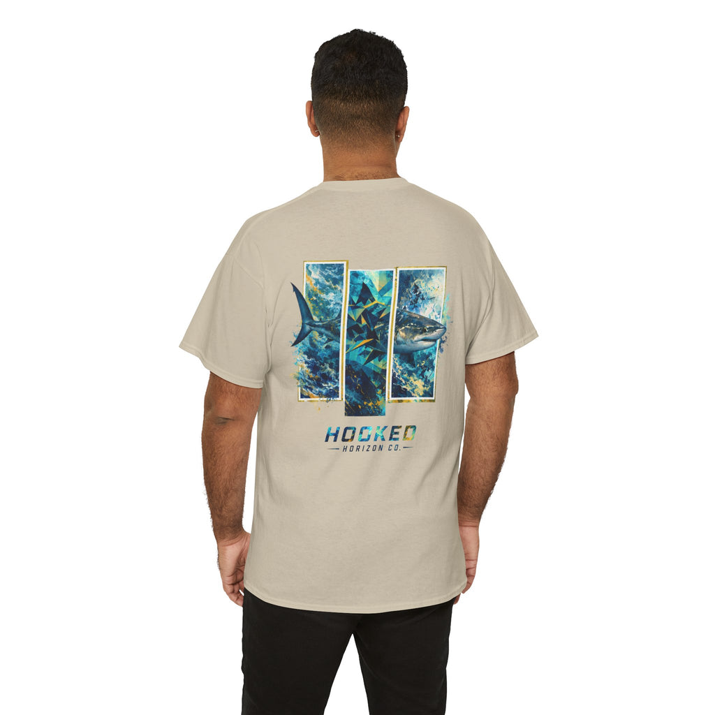 Bull Shark Hooked Horizon Co Tee—Ocean Graphic Tee — "Beloved" Ray Design