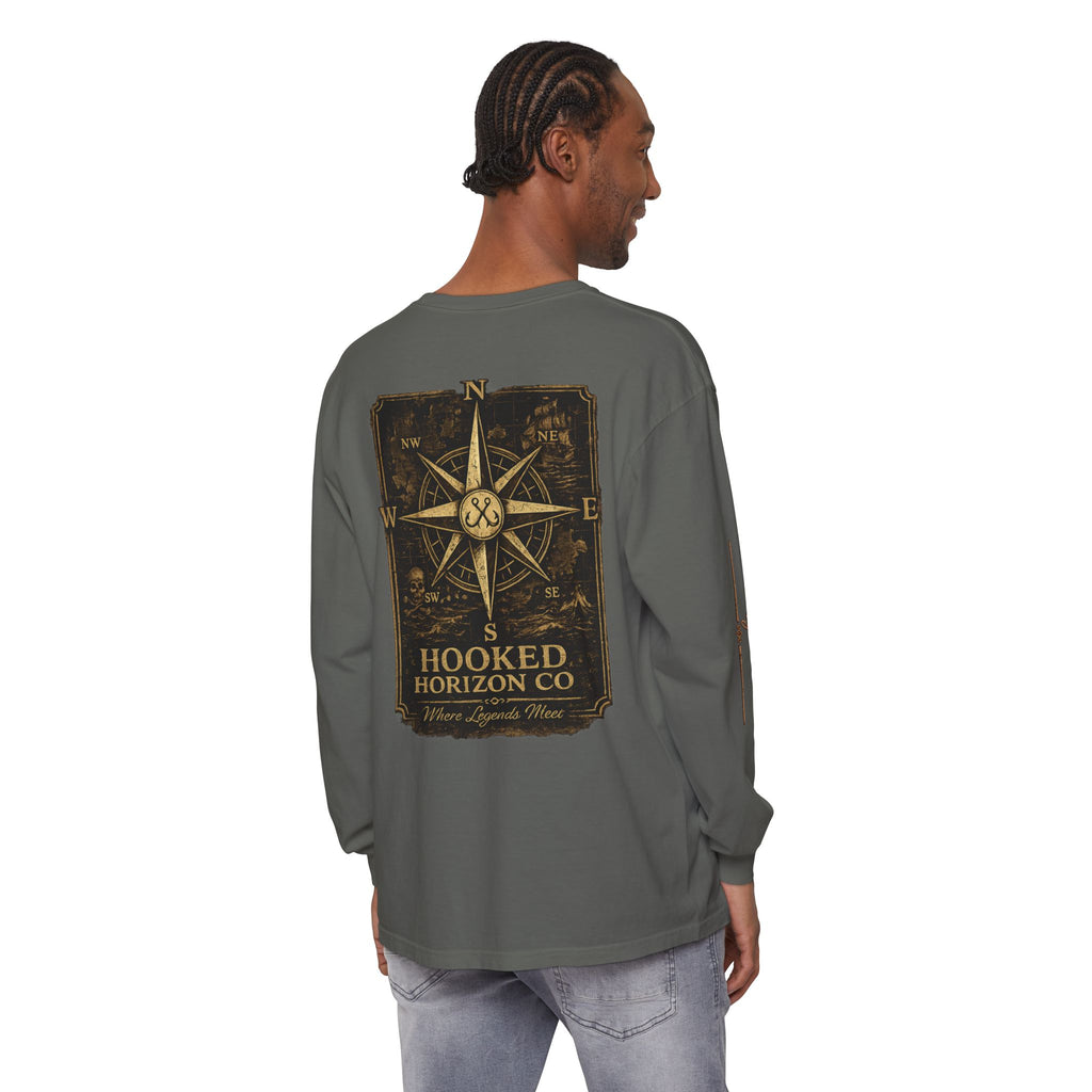 Compass Long Sleeve T-Shirt, Ocean Adventure Apparel, Boat Trip Shirt, Coastal Style, Gift for Fishermen
