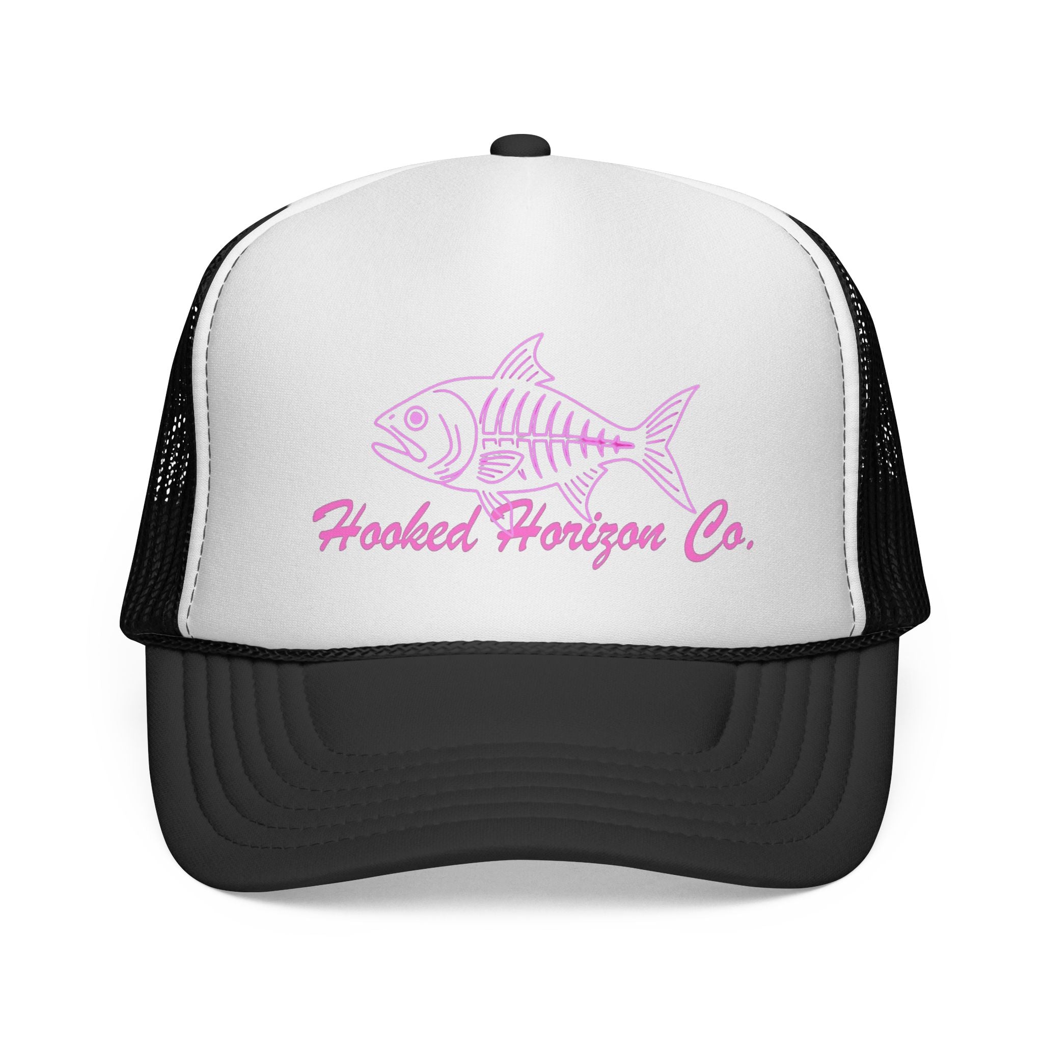 Pink Fish Bone Trucker Cap — Fishing & Beach Hat