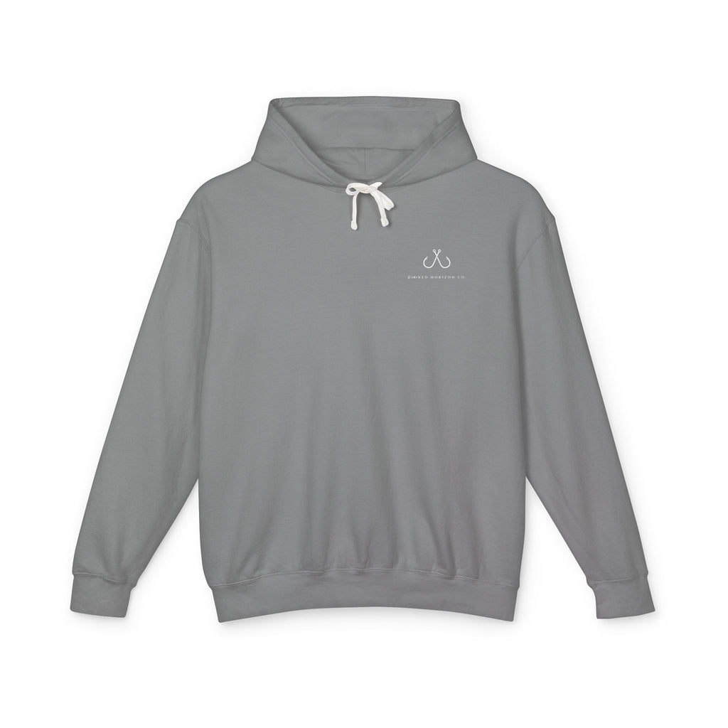 Orange Hooked Horizon Co Unisex Lightweight Hoodie with Deep Drift Design | Perfect for Fishermen, Beach Lovers, Casual Outings, Gift for Him/Her, Nautical Style,  Ocean Lover Gifts