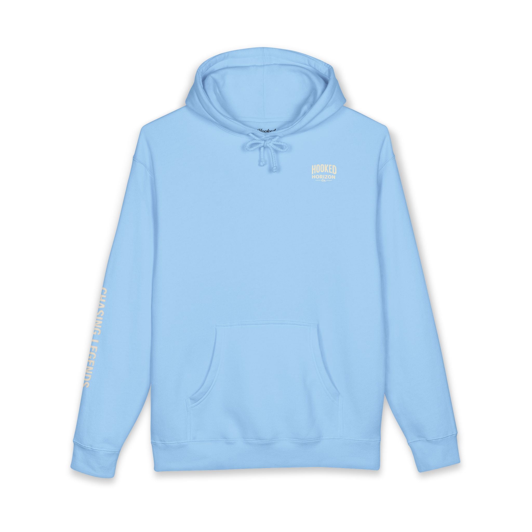 Seagull & Red Sunset Hoodie Hooked Horizon Co. — Minimal Fishing Back Graphic Hoodie, Multiple Color Variations