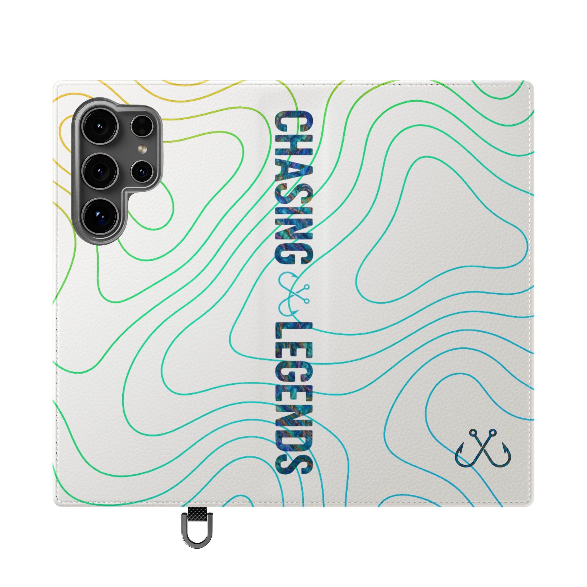 Ocean Topography Waves Flip Phone Case — Turquoise Water Pattern Wallet Cover