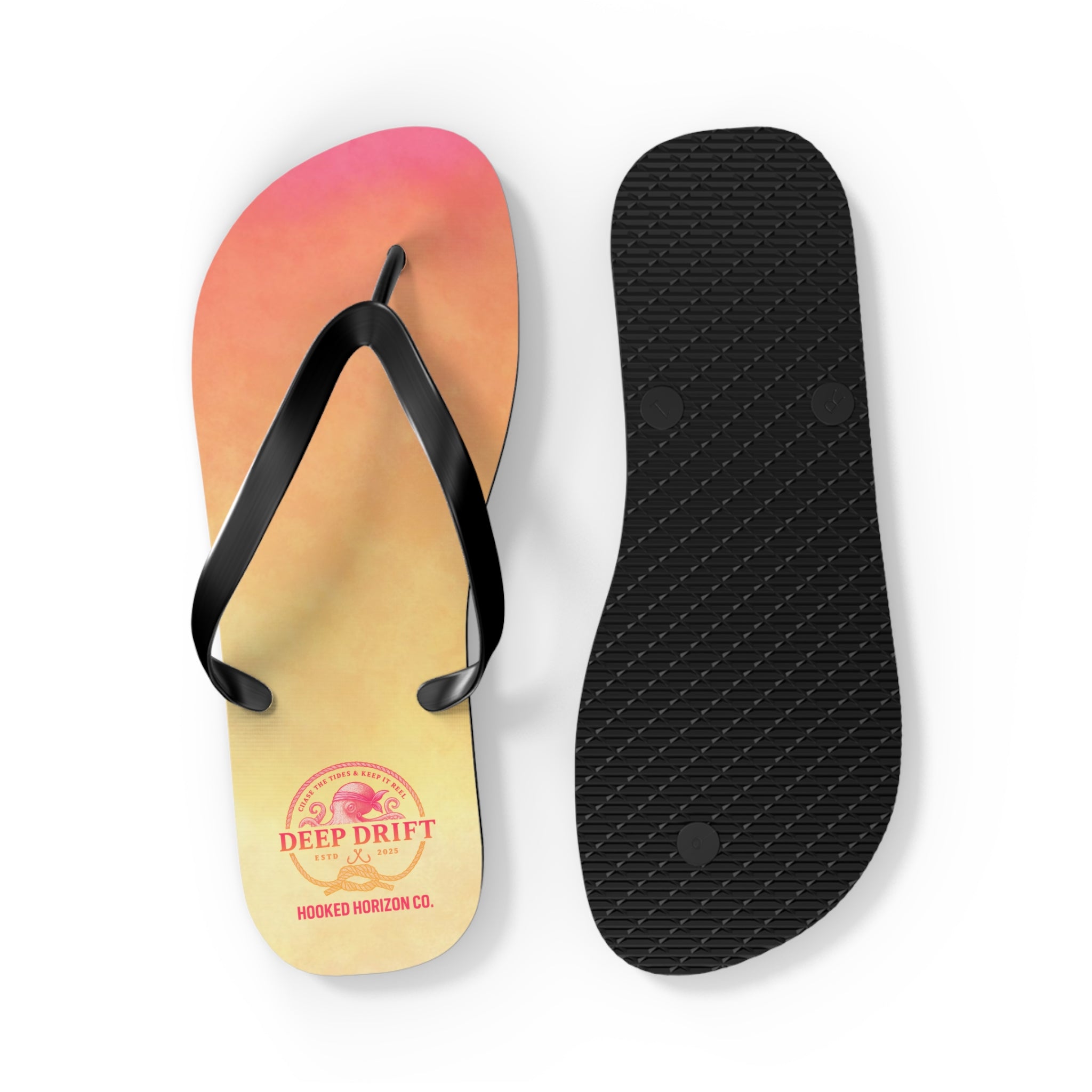 Pink Ombre Ocean-Inspired Flip Flops, Summer Sandals, Beach Footwear, Deep Drift, Vacation Essentials, Nautical Gift