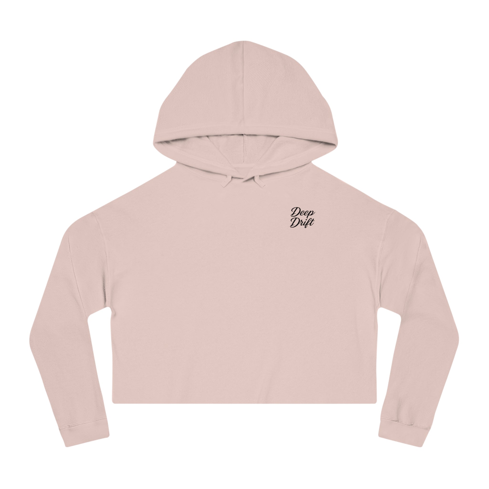 Pink & Red Hammer Head Shark Cropped Hoodie - "Deep Drift" Fishing Logo Cropped Hooded Sweatshirt