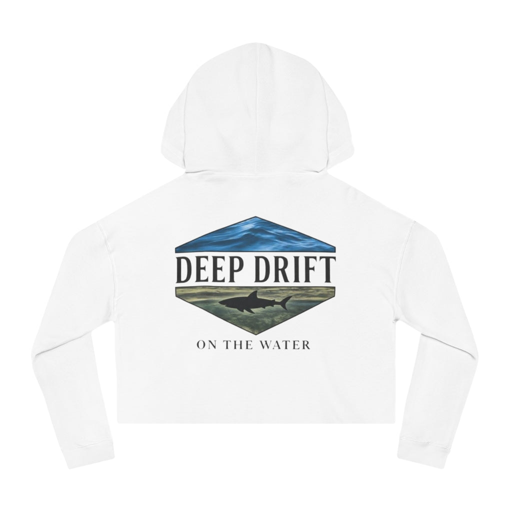 Shark Cropped Hoodie — "Deep Drift on the Water" Fishing Graphic