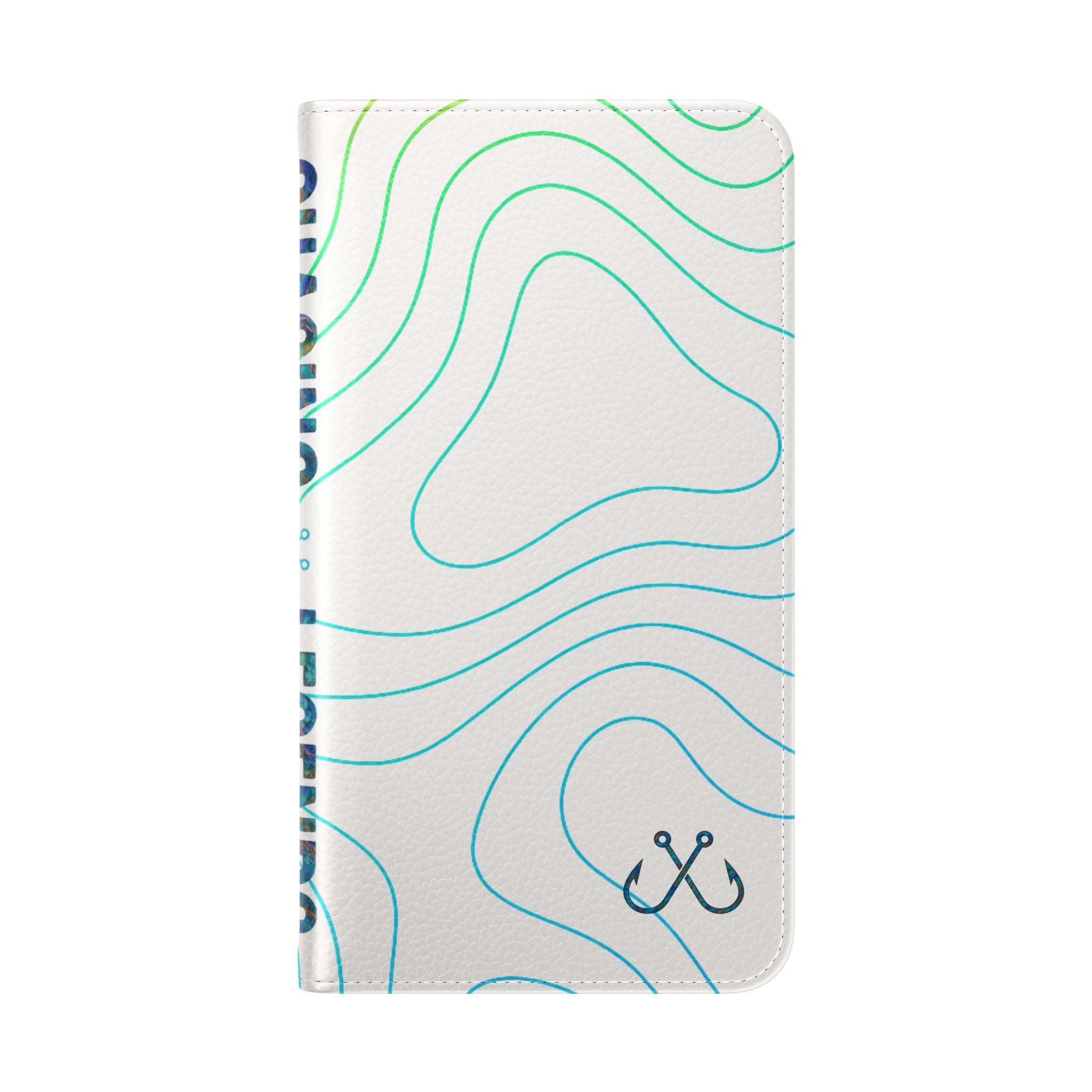Ocean Topography Waves Flip Phone Case — Turquoise Water Pattern Wallet Cover