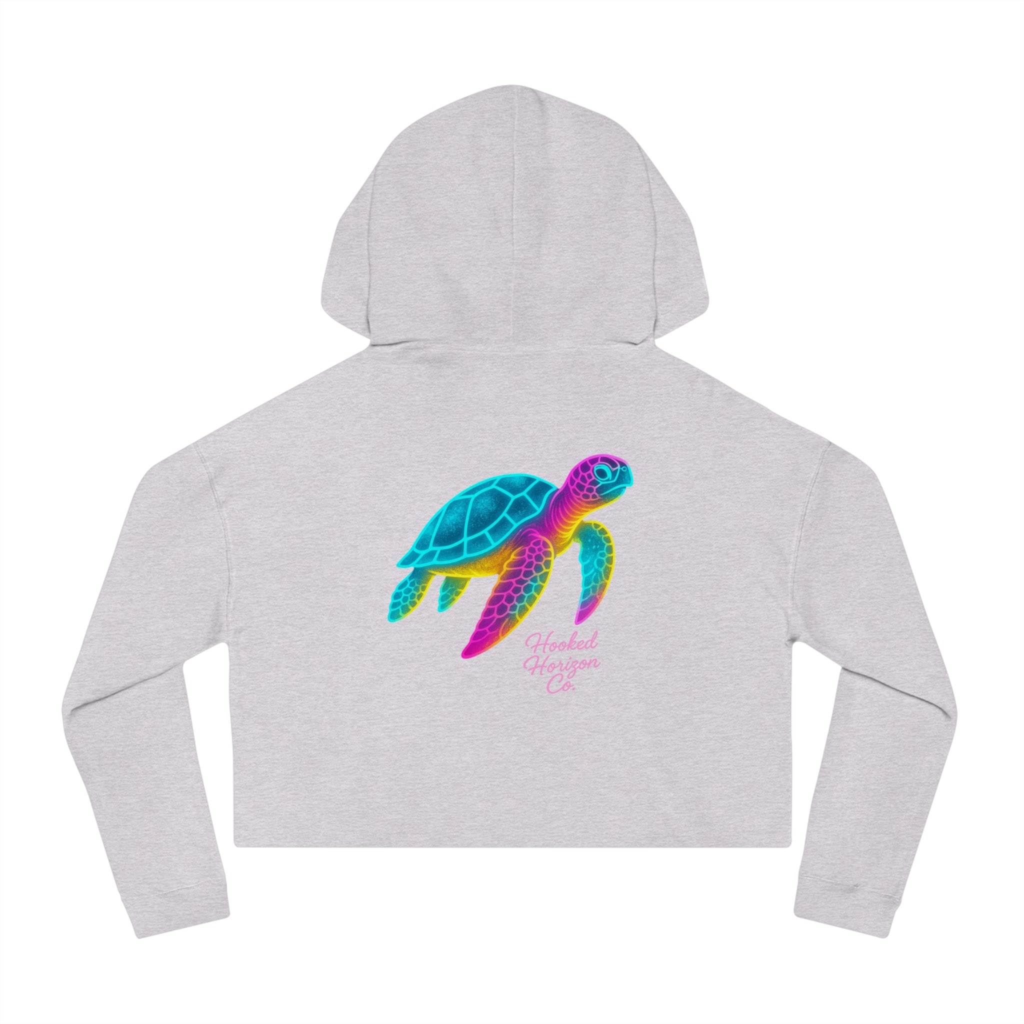 Sea Turtle Cropped Hoodie — "Deep Drift" Hooked Horizon Co. Fishing Graphic