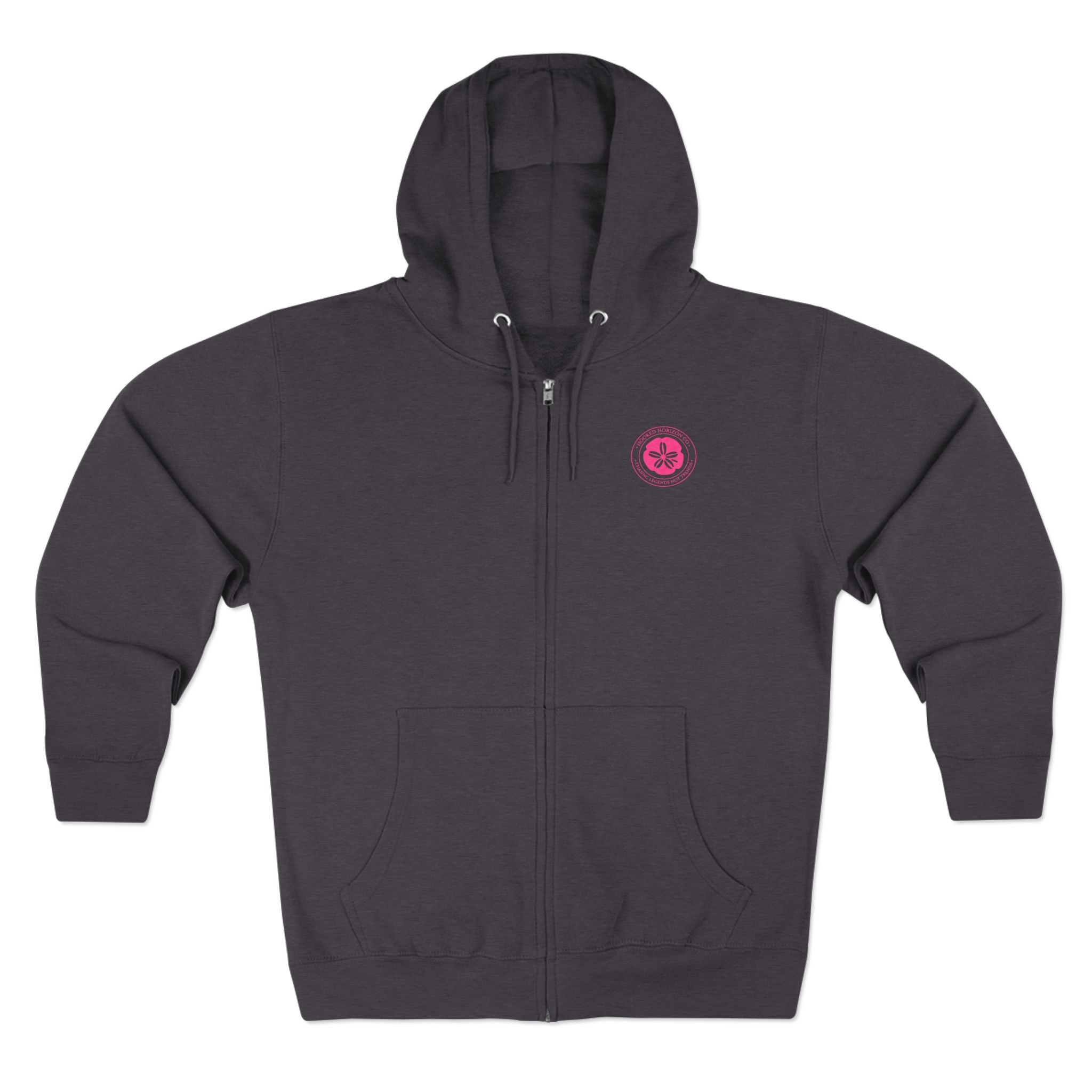 Pink Sand Dollar Tropical Flower Logo— Hooked Horizon Co. Zip-Up Hoodie