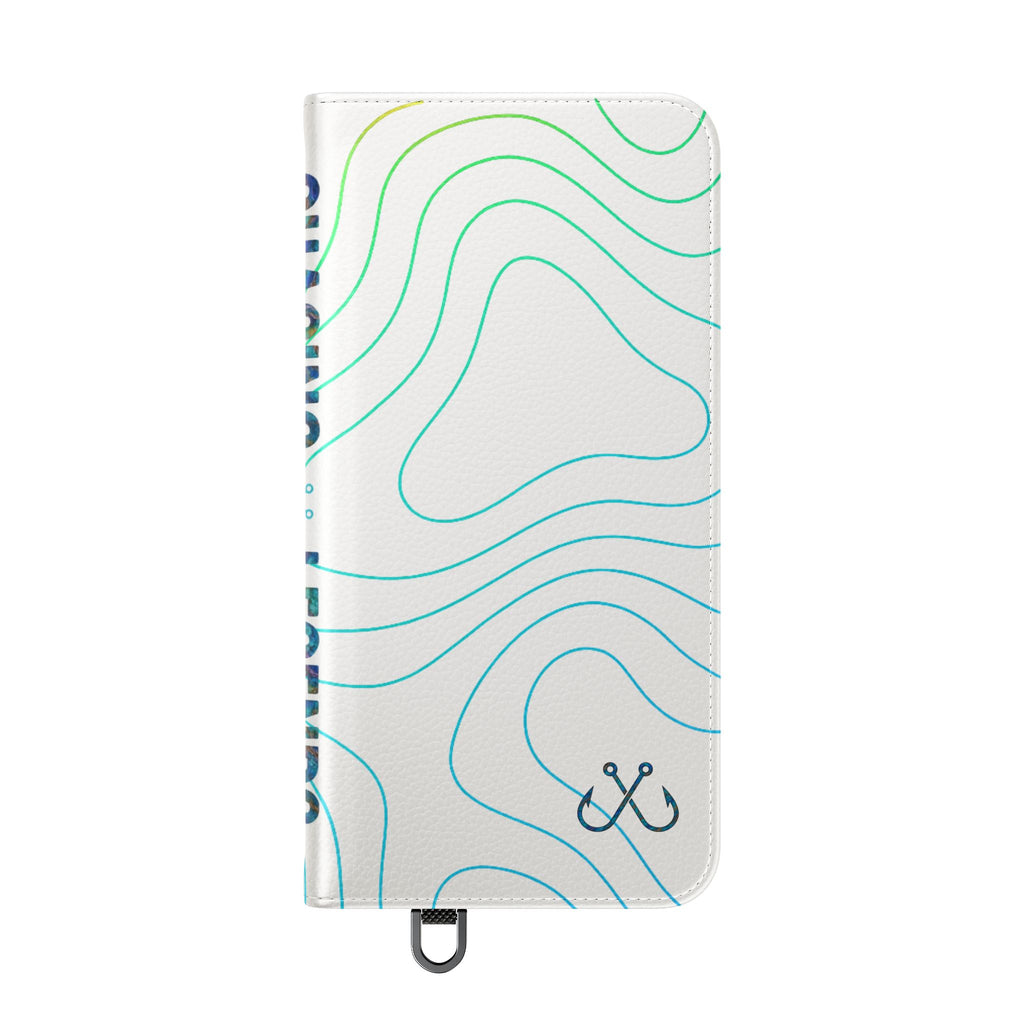 Ocean Topography Waves Flip Phone Case — Turquoise Water Pattern Wallet Cover