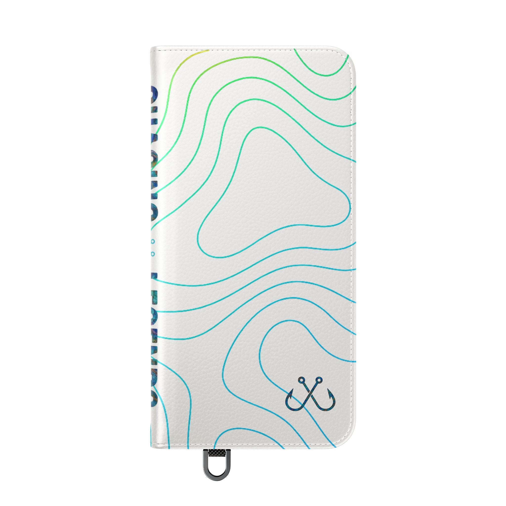Ocean Topography Waves Flip Phone Case — Turquoise Water Pattern Wallet Cover