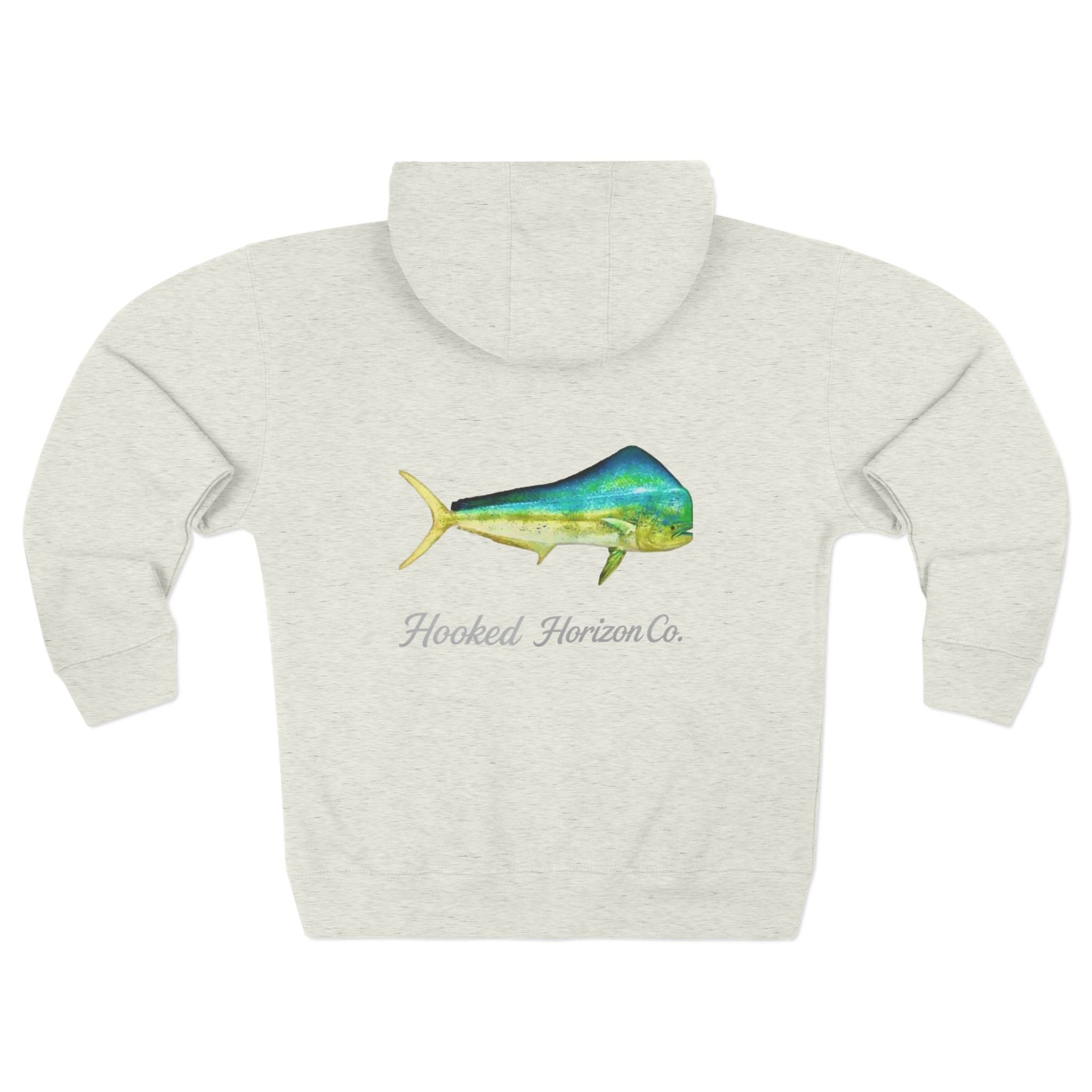 Deep Drift Mahi Mahi Hooked Horizon Co. Unisex Zip Hoodie for Ocean Lovers, Nautical Fashion, Cool Weather Gear, Everyday Comfort, Perfect Gift