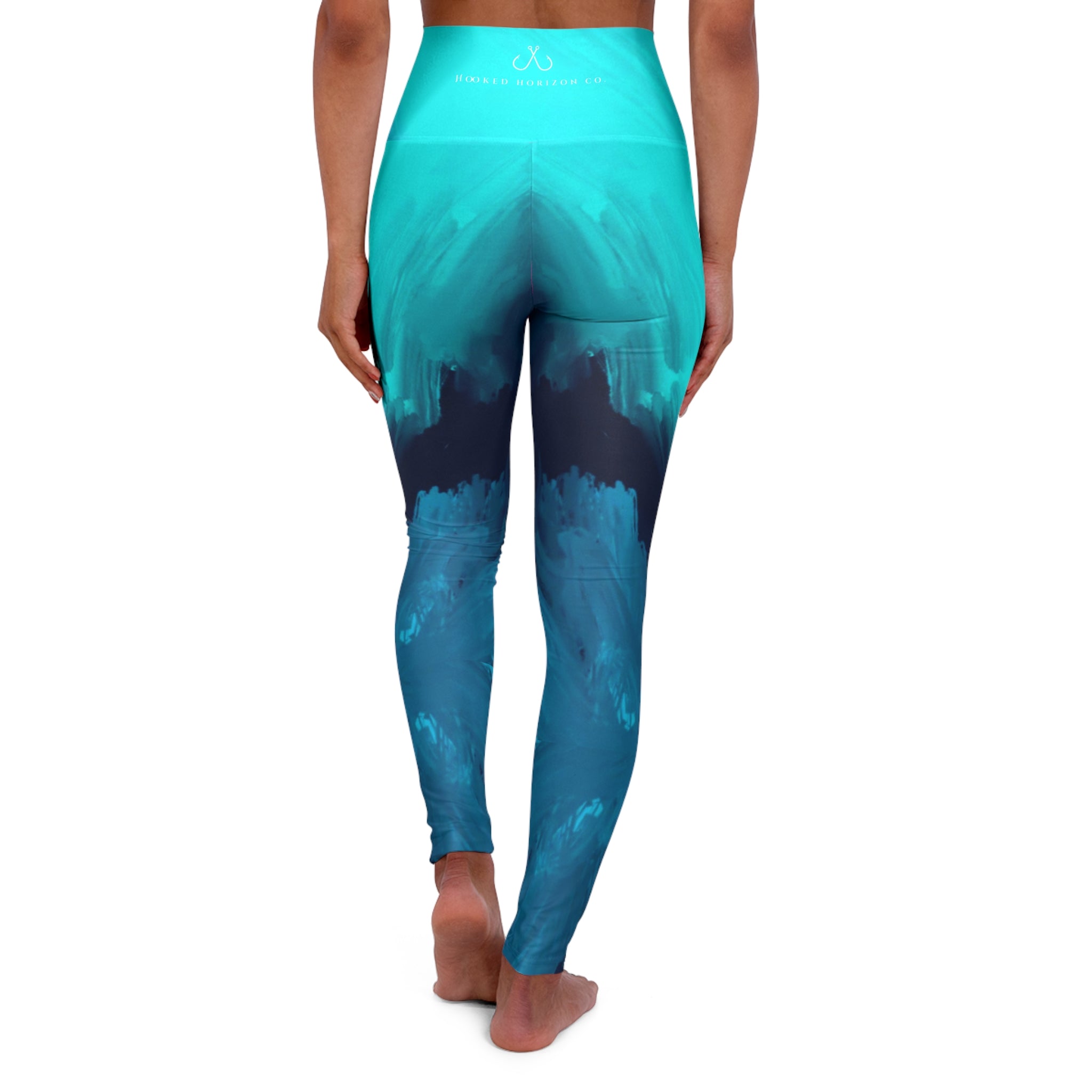 Teal & Pink Abstract Wave High-Waisted Yoga Leggings — Hooked Horizon Co. Activewear