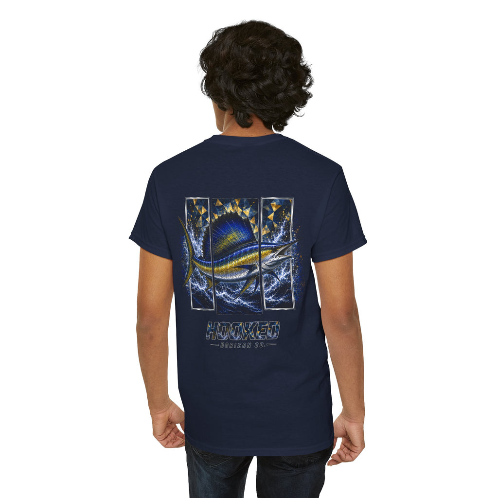 Sail Fish Hooked Horizon Co Tee—Ocean Graphic Tee — "Beloved" Ray Design