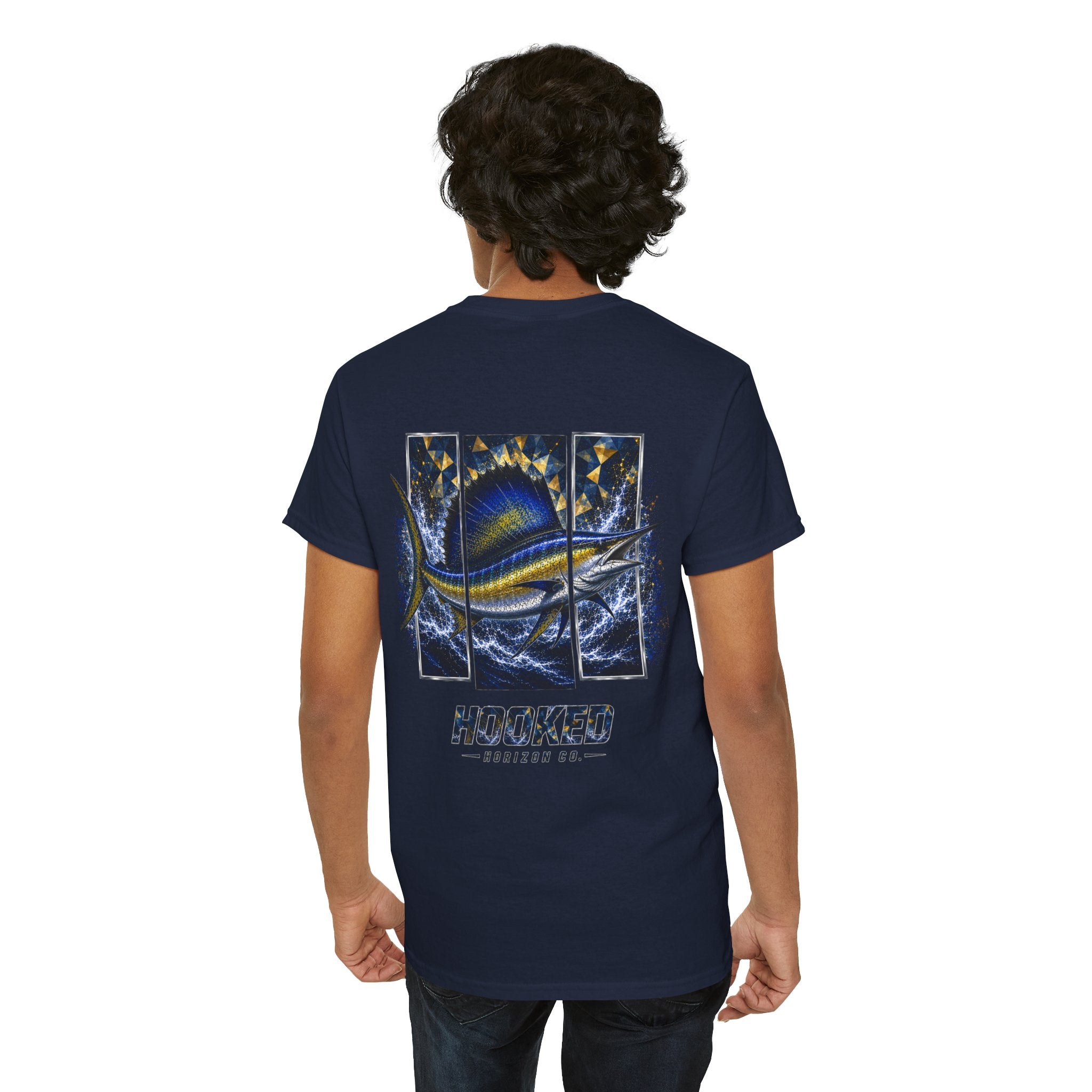 Sail Fish Hooked Horizon Co Tee—Ocean Graphic Tee — "Beloved" Ray Design