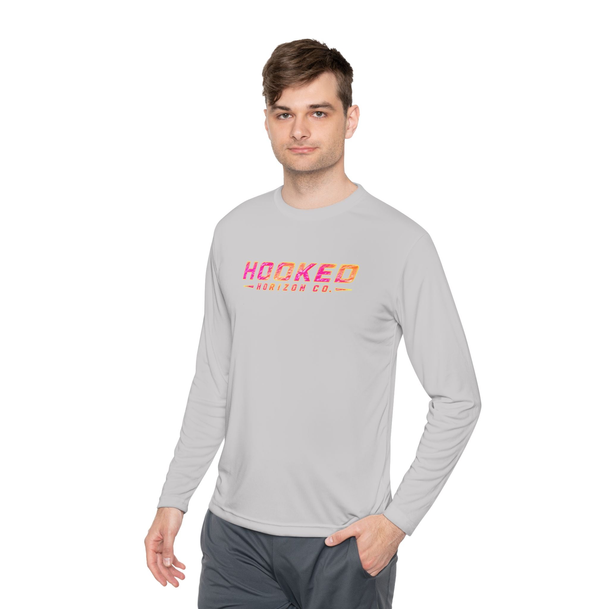 Moisture Wicking Classic Logo Tee In Pink—Horizon Co. Anchors Long Sleeve Tee — Lightweight Fishing Shirt