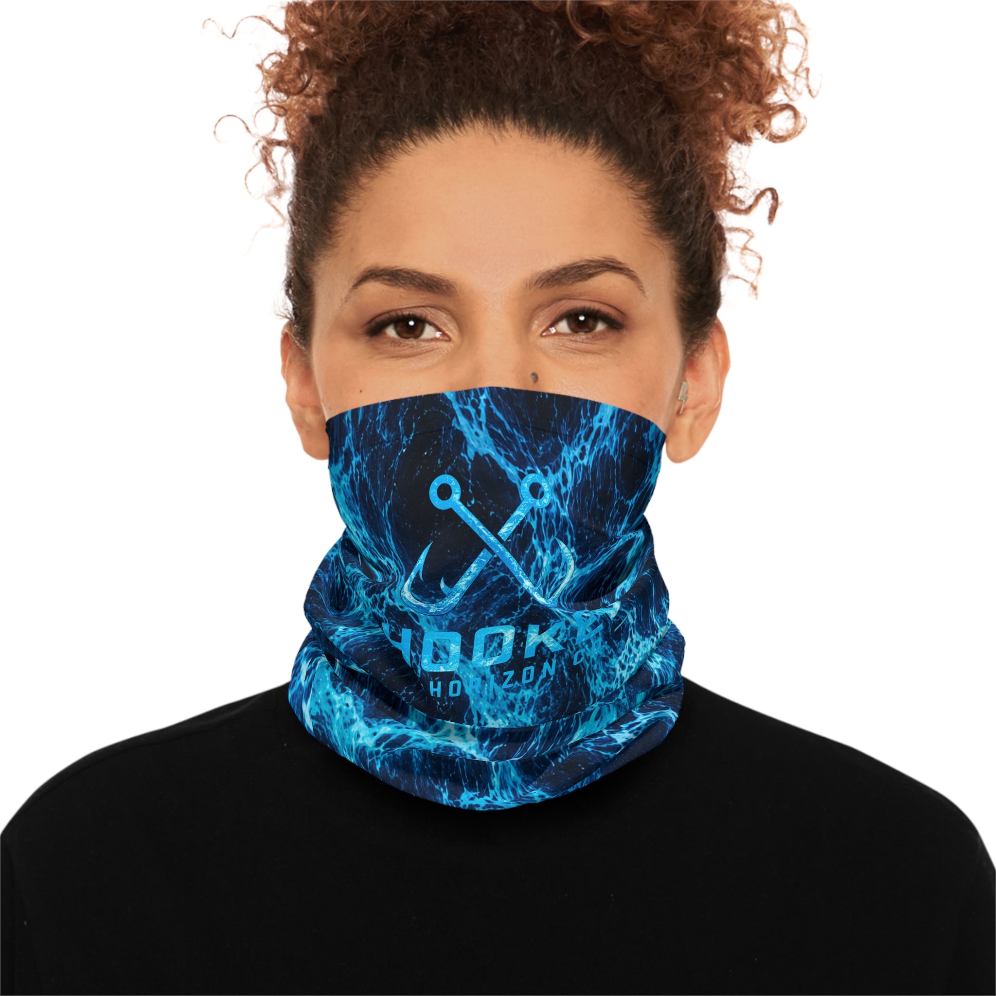 Blue Electric Wave UV Gaiter— Hooked Horizon Co. Fishing Face Mask ("Hooked")