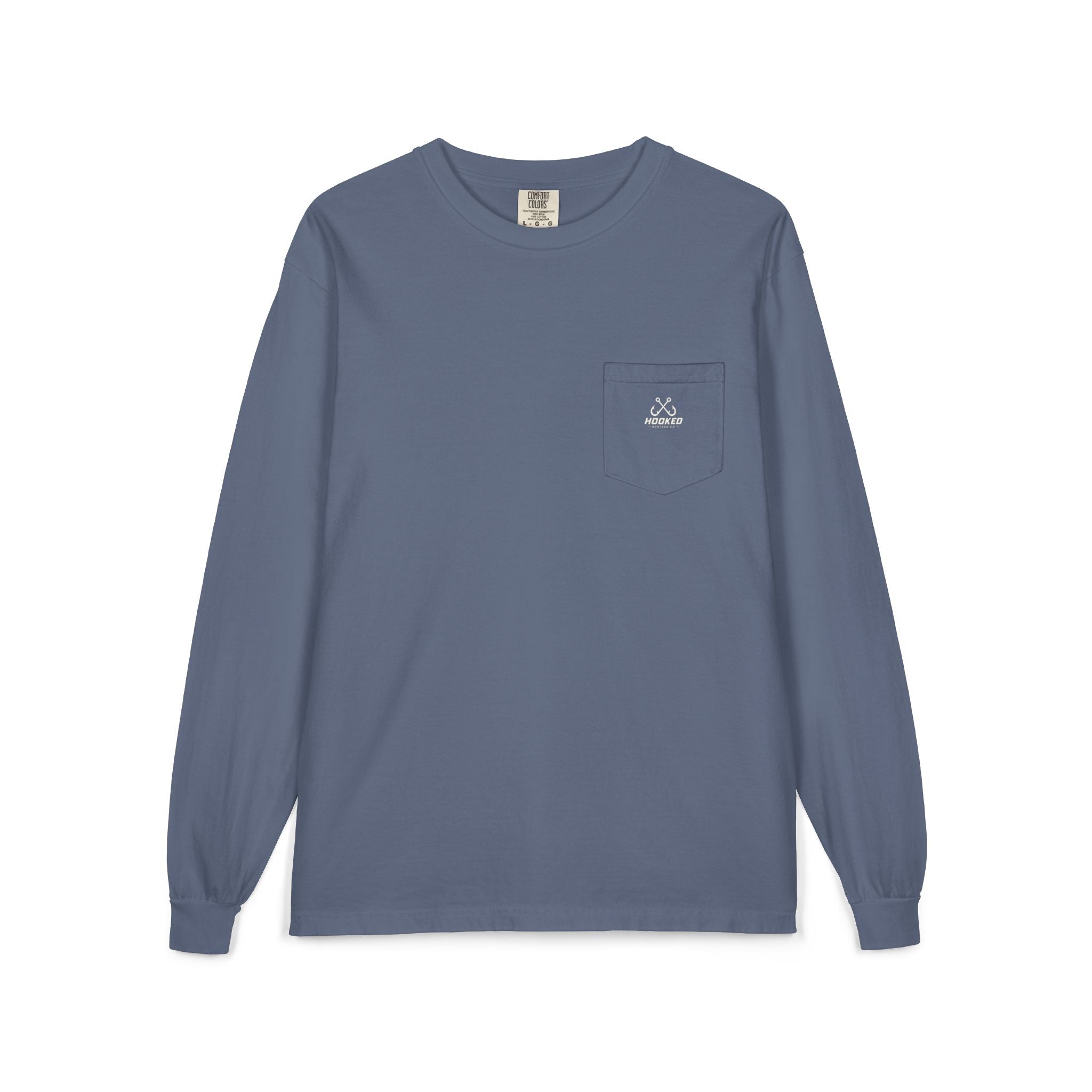 USA Manta Ray Hooked Horizon Co.  Classic Logo Unisex Long Sleeve Pocket T-Shirt