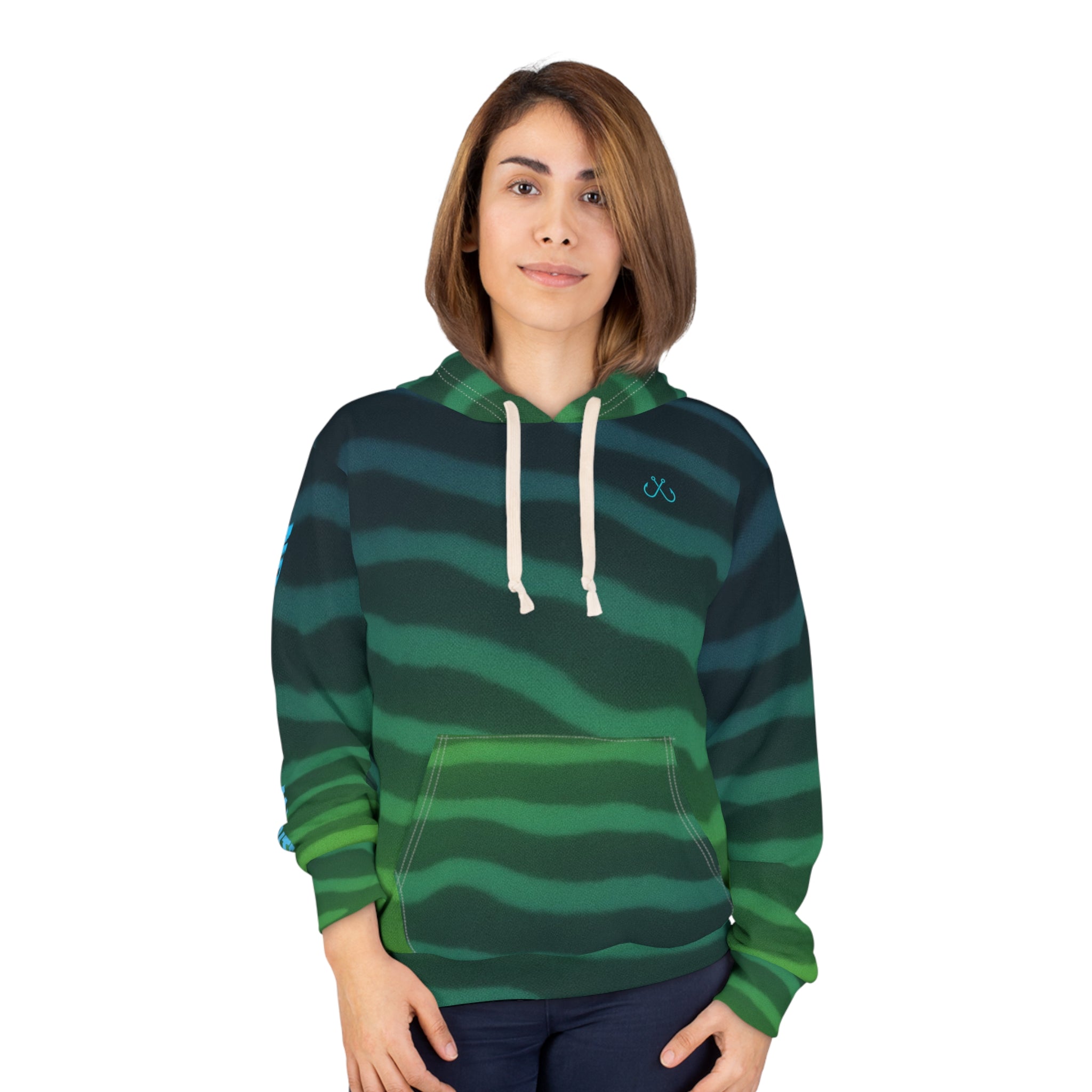 Emerald Green Tiger Shark Hoodie — Neon Ombre Pullover