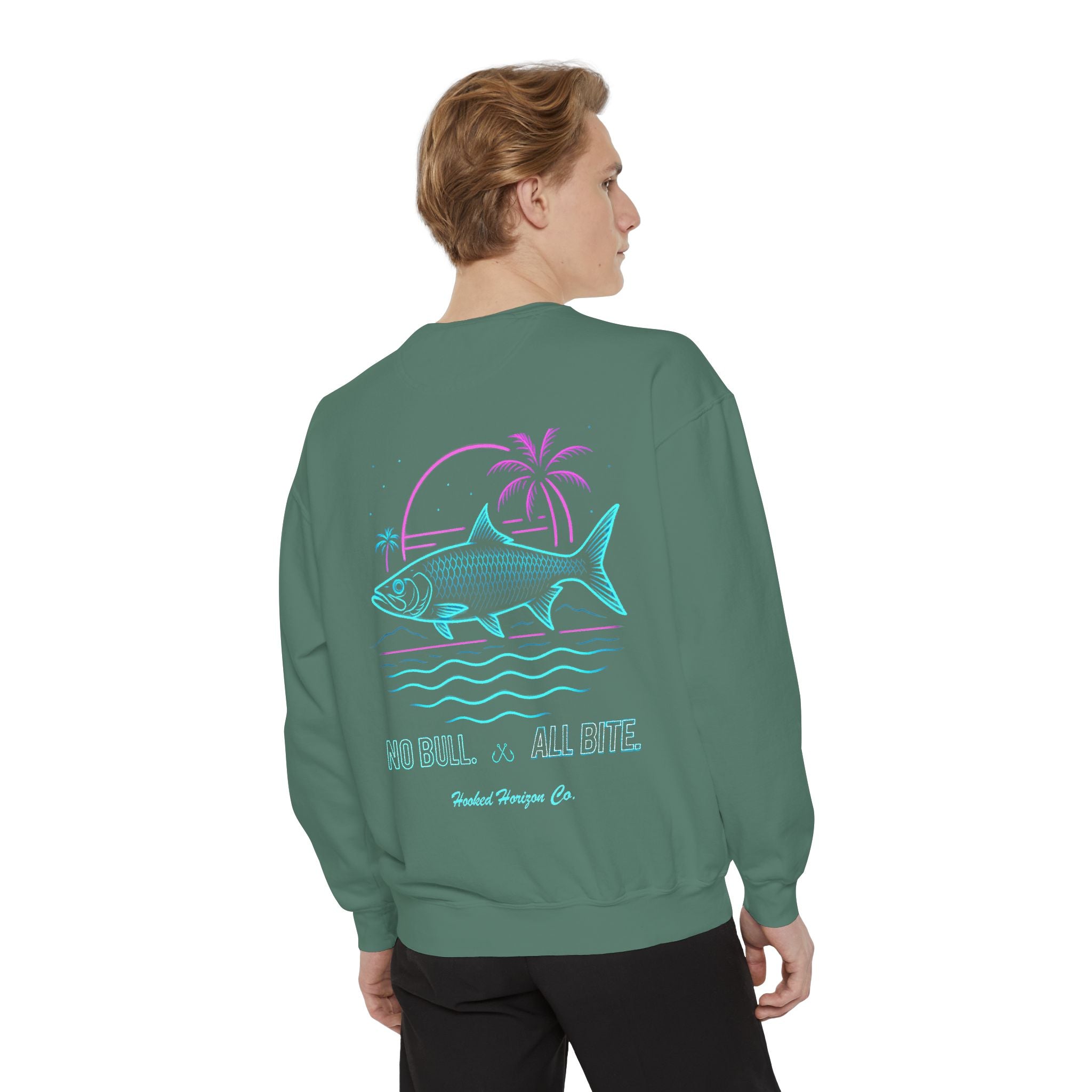 Vintage vibes Neon Tarpon Sweatshirt– Hooked Horizon Co. Ocean apparel, Gifts for Him & Her, Ocean Conservation, Soft Unisex Garment-Dyed Sweatshirt