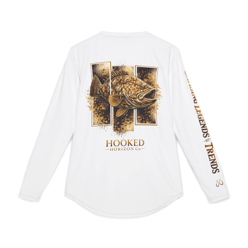 Grouper Hooked Horizon Co — Men's Long Sleeve UV Shirt — Chasing Legends Not Trends Orca Ocean Graphic Performance Tee
