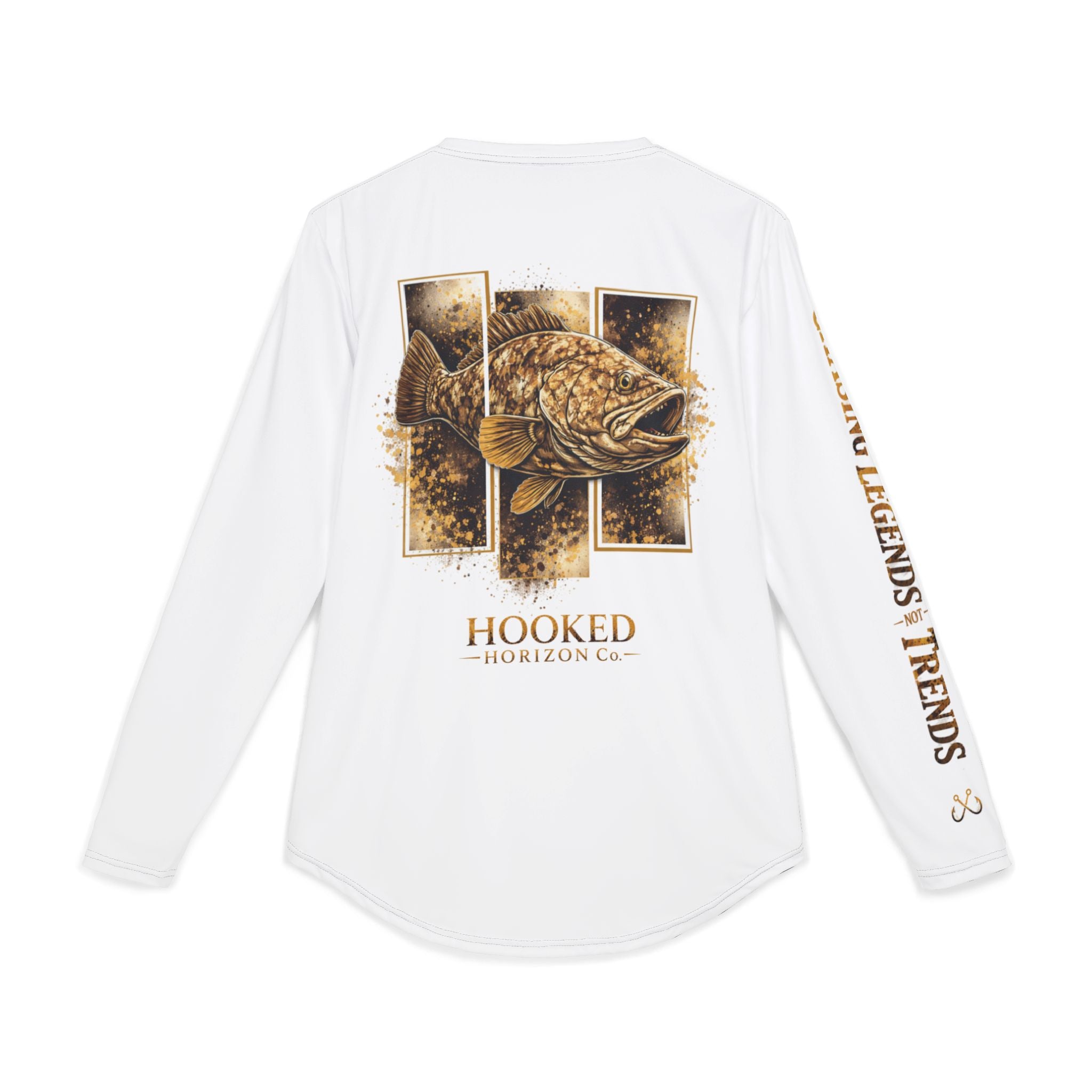 Grouper Hooked Horizon Co — Men's Long Sleeve UV Shirt — Chasing Legends Not Trends Orca Ocean Graphic Performance Tee