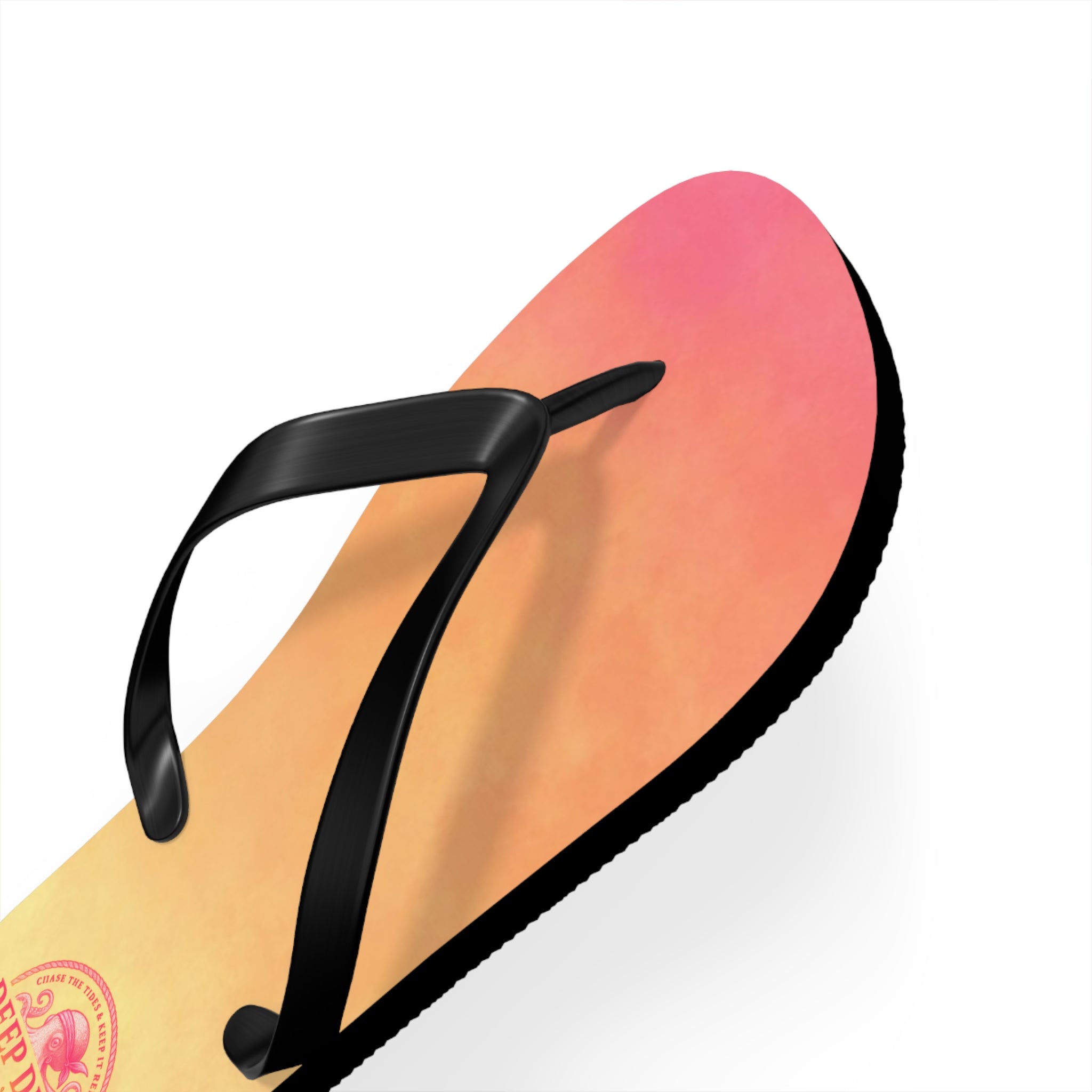 Pink Ombre Ocean-Inspired Flip Flops, Summer Sandals, Beach Footwear, Deep Drift, Vacation Essentials, Nautical Gift