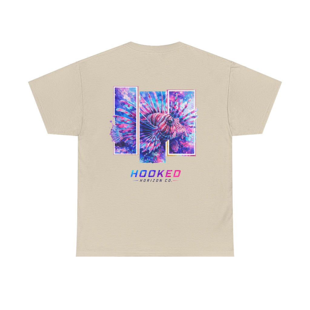 Lion Fish Hooked Horizon Co Tee—Ocean Graphic Tee — "Beloved" Ray Design
