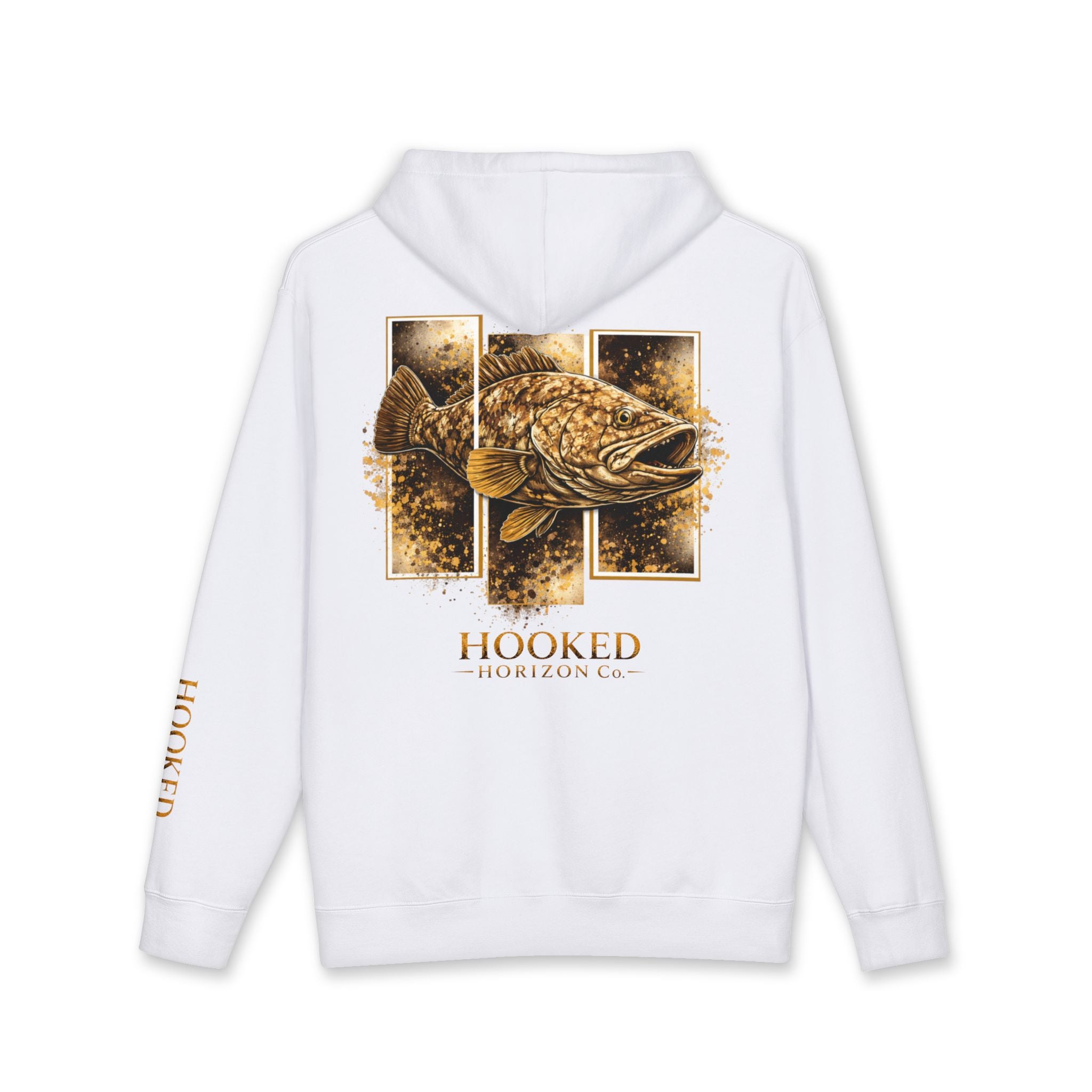 Grouper Hoodie Hooked Horizon Co. — Fishing Back Graphic Hoodie, Multiple Color Variations