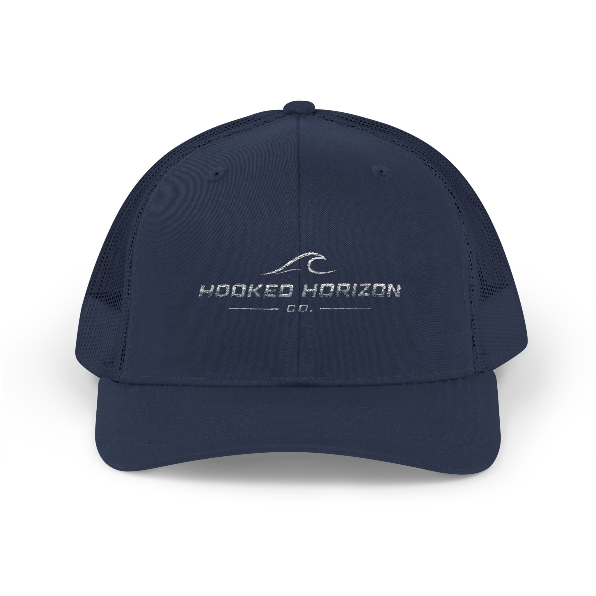 Wave Hooked Horizon Trucker Cap — Embroidered Fishing Snapback