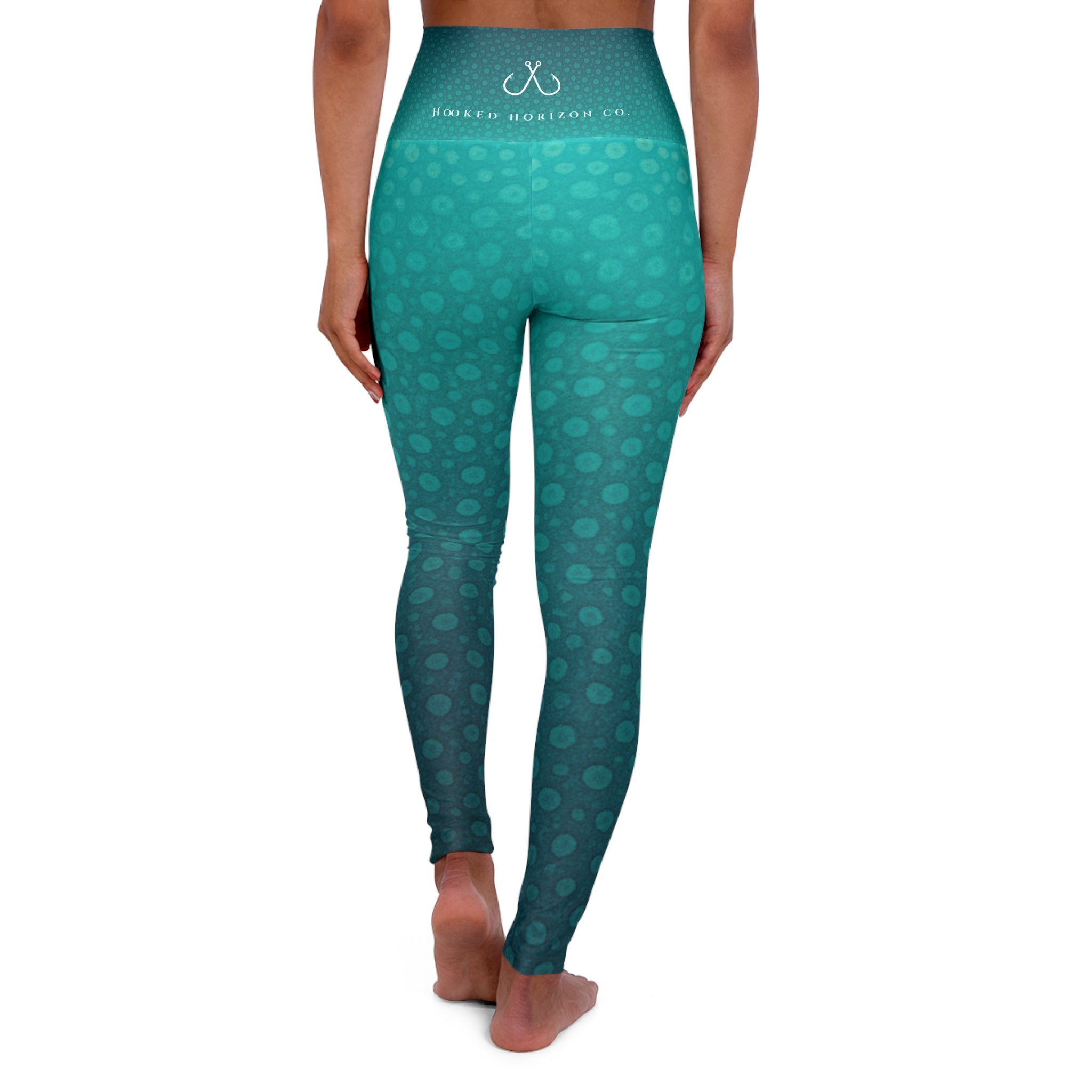 Teal Green Speckled & Spotted Hooked Horizon Co Fishing Tee High Waisted Yoga Leggings, Hooked Horizon Co,  Deep Drift- Purple, Comfortable Activewear, Fitness Pants, Ideal for Gym, Yoga, and Weekend...