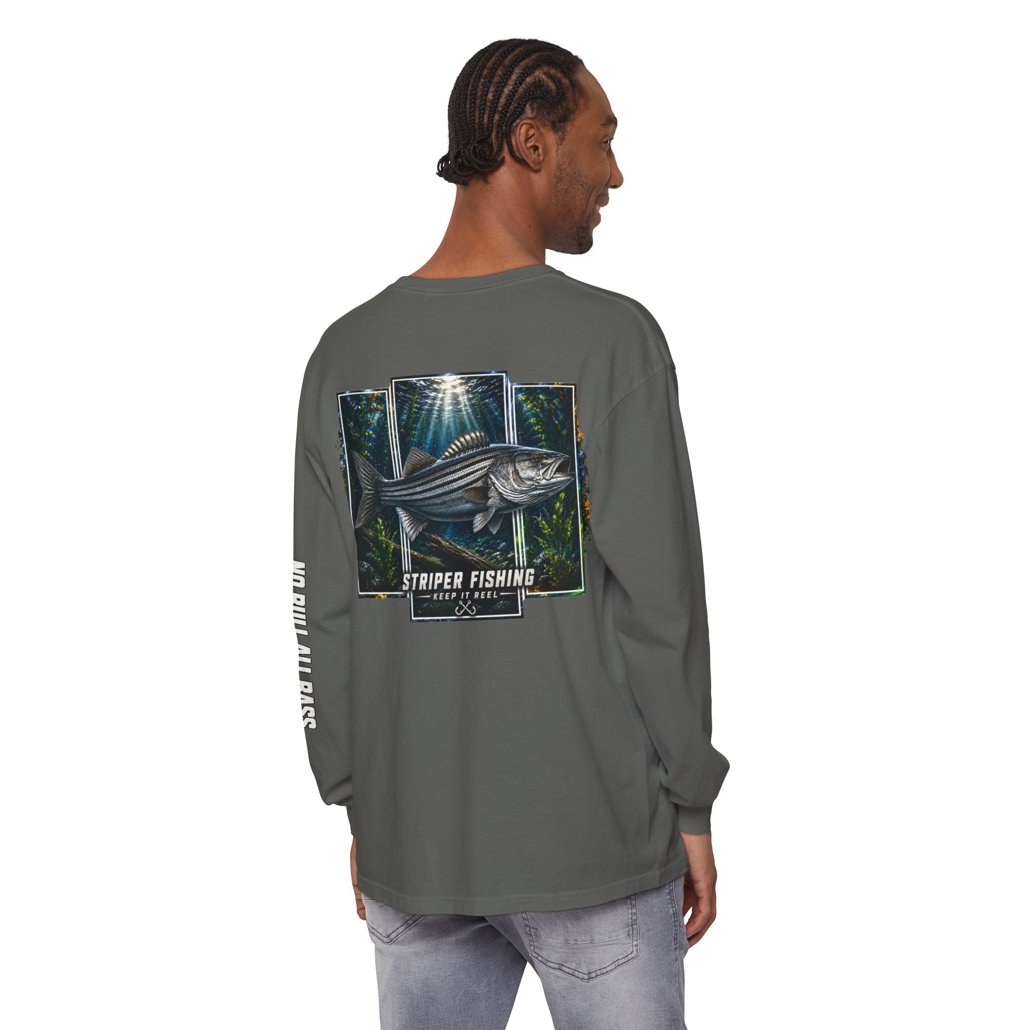 Saltwater Sea Striper Fishing Long Sleeve T-Shirt, Ocean Adventure Apparel, Boat Trip Shirt, Coastal Style, Gift for Fishermen
