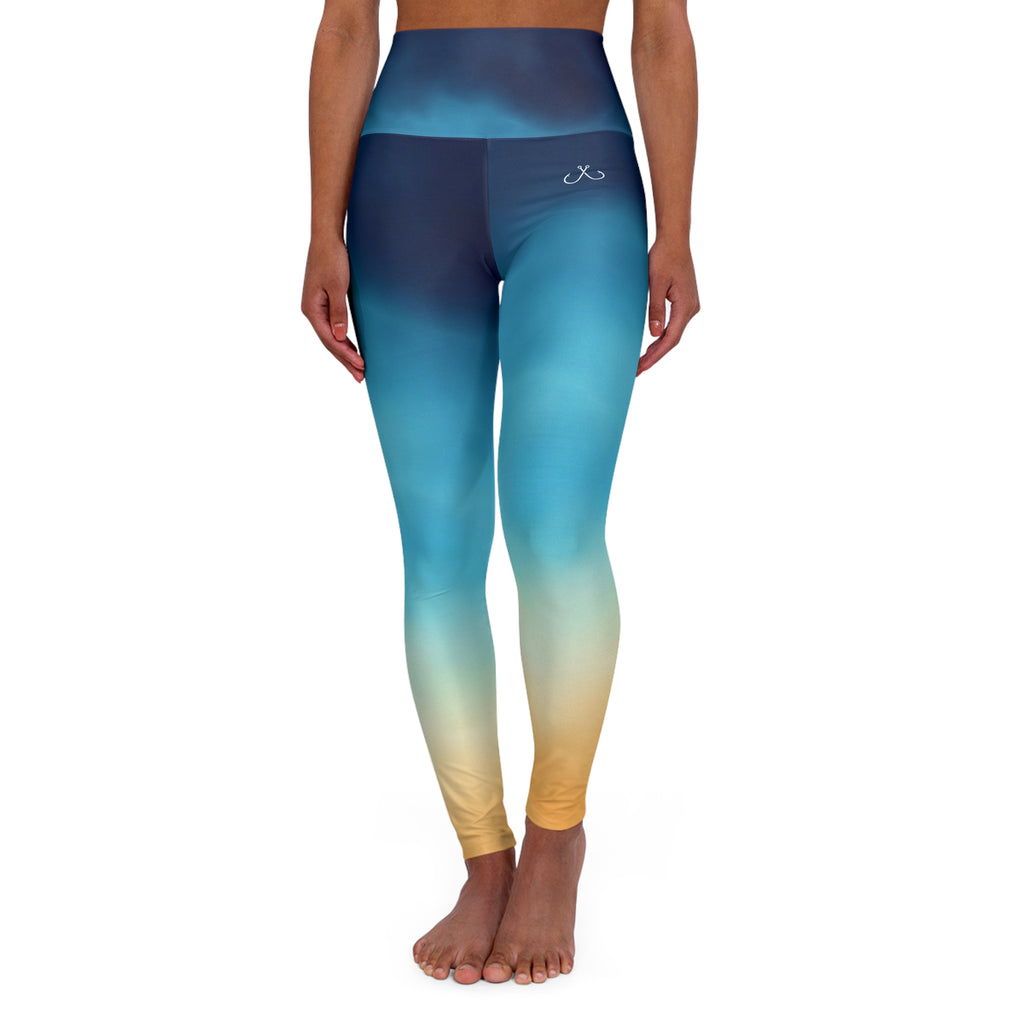 Blue Ombre High Waisted Yoga Leggings - Purple, Comfortable Activewear, Fitness Pants, Ideal for Gym, Yoga, and Weekend Brunch