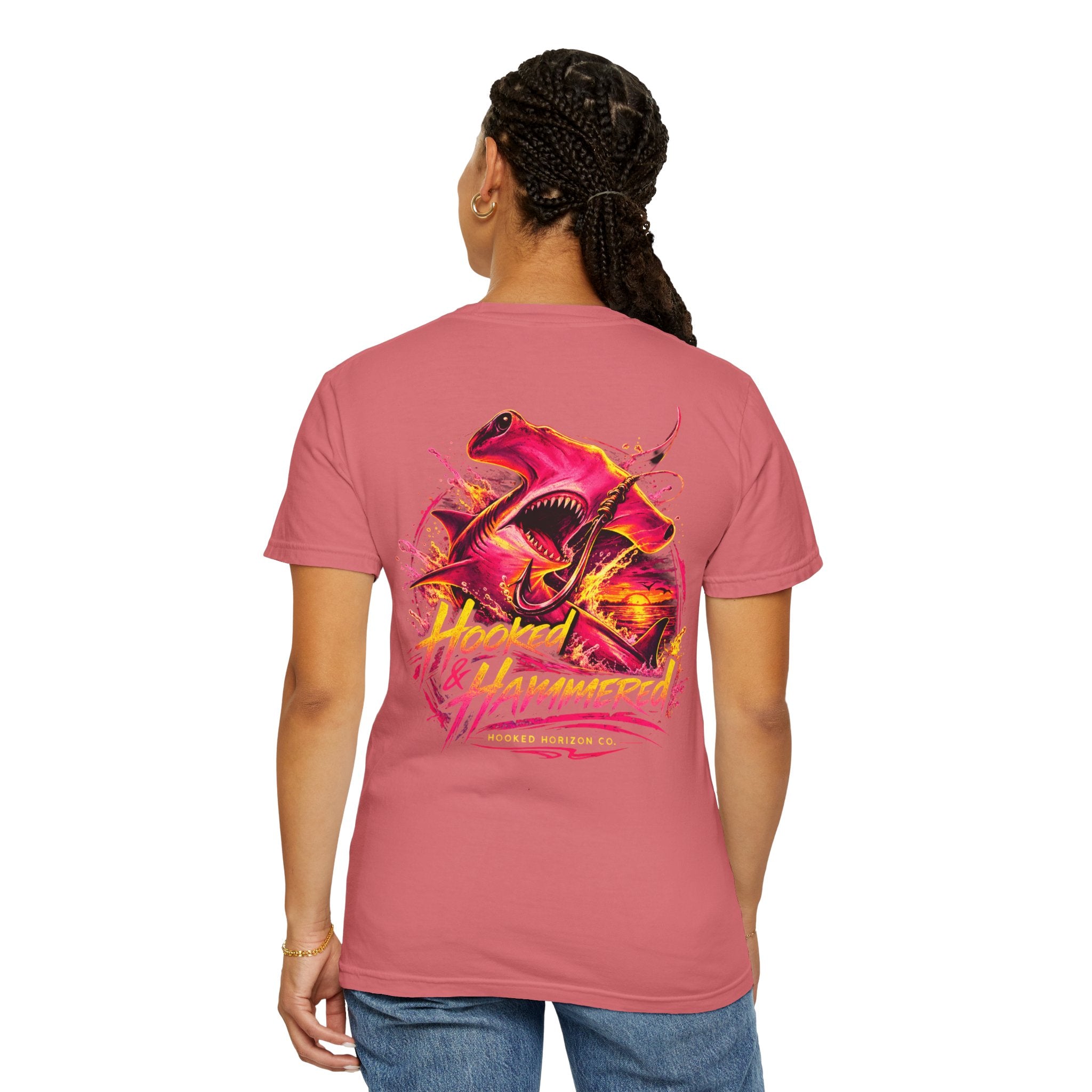 Hooked & Hammered Fishing T-shirt, Hooked Horizon Co, Angler Gifts, Shark Lovers