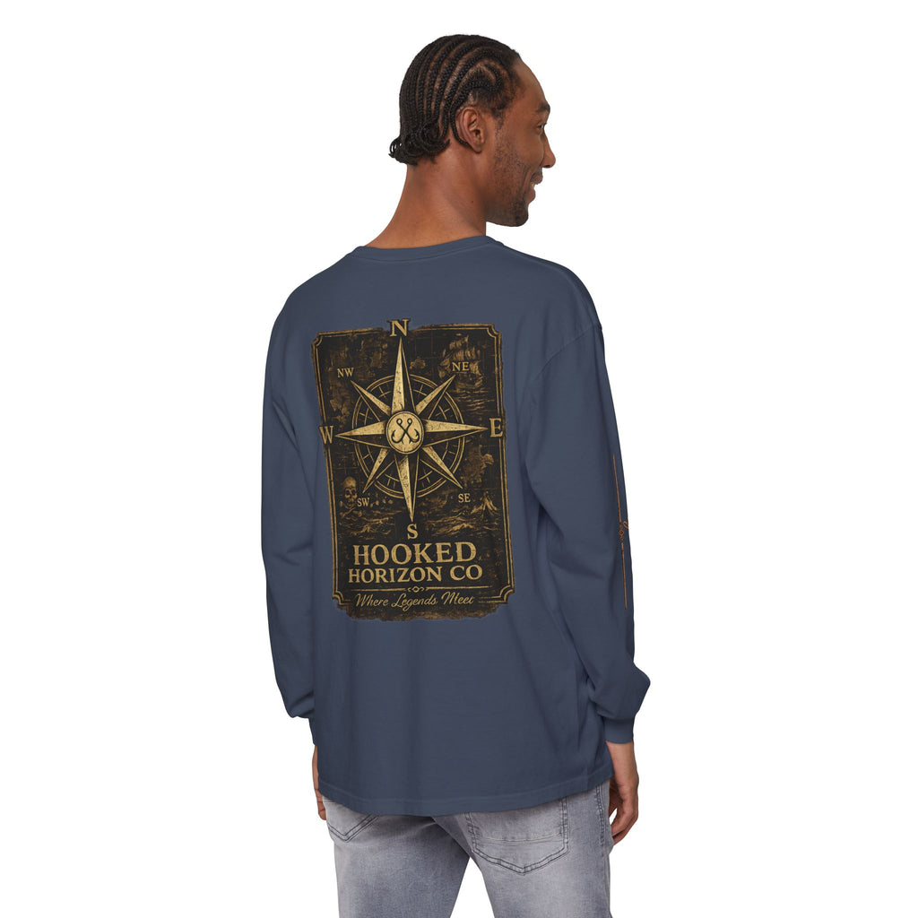 Compass Long Sleeve T-Shirt, Ocean Adventure Apparel, Boat Trip Shirt, Coastal Style, Gift for Fishermen