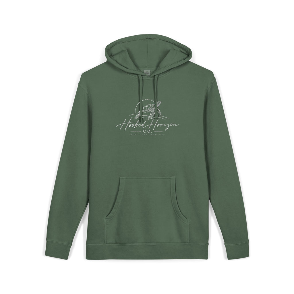 Turtle Hooked Horizon Co – " Chase What Moves You "Unisex Pigment-Dyed Hoodie