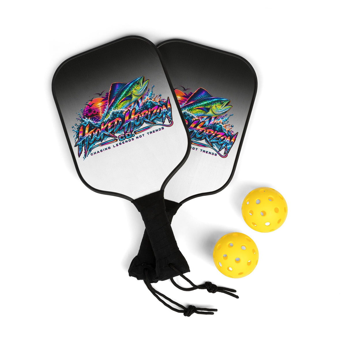 Mahi Mahi Color Blast " Chasing Legends Not Trends "— Hooked Horizon Co. Pickleball Kit