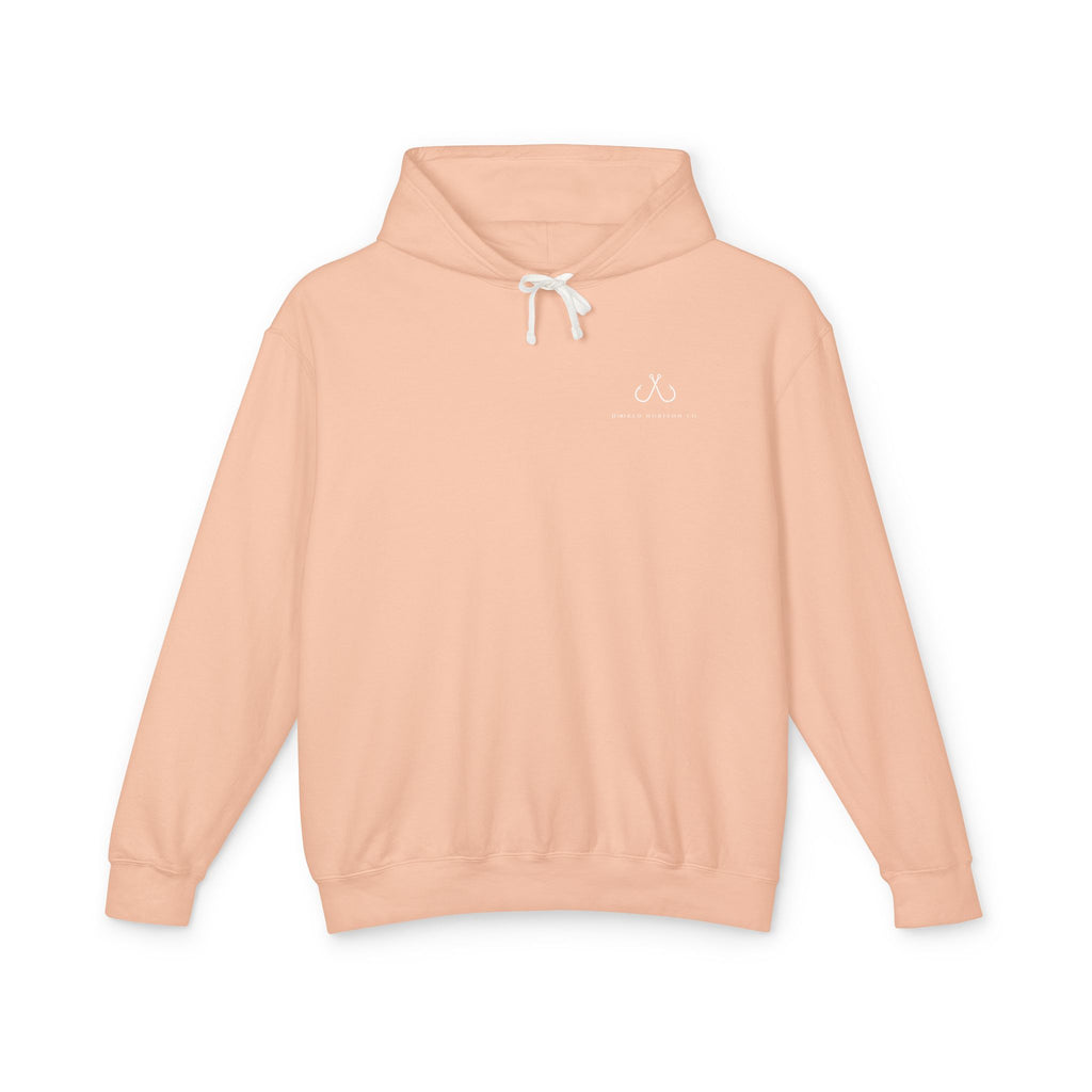 Orange Hooked Horizon Co Unisex Lightweight Hoodie with Deep Drift Design | Perfect for Fishermen, Beach Lovers, Casual Outings, Gift for Him/Her, Nautical Style,  Ocean Lover Gifts