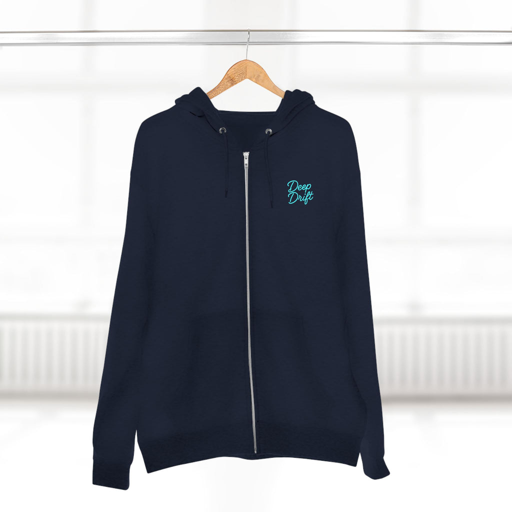 Marathon Key Neon Deep Drift Coral & Turtle Hooked Horizon Co. Unisex Zip Hoodie for Ocean Lovers, Nautical Fashion, Cool Weather Gear, Everyday Comfort, Perfect Gift