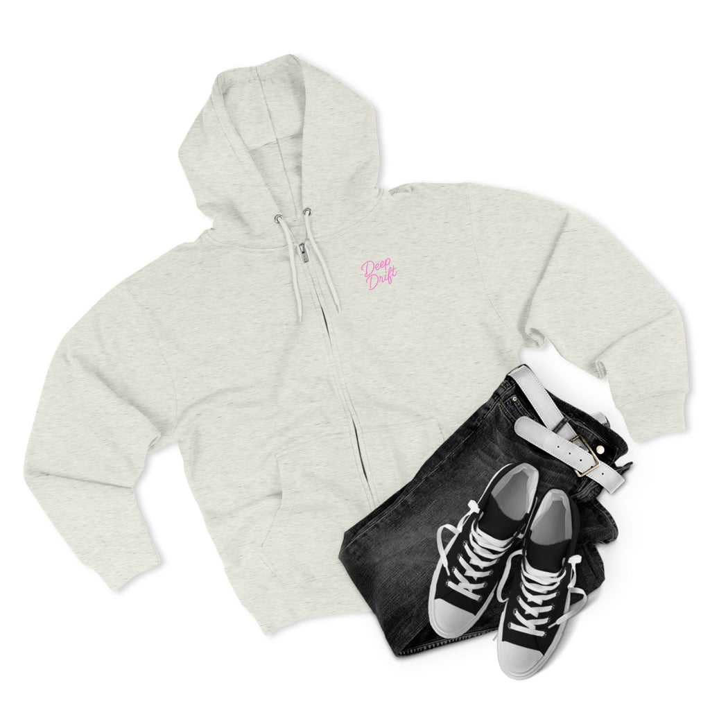 Neon Deep Drift Coral & Turtle Hooked Horizon Co. Unisex Zip Hoodie for Ocean Lovers, Nautical Fashion, Cool Weather Gear, Everyday Comfort, Perfect Gift