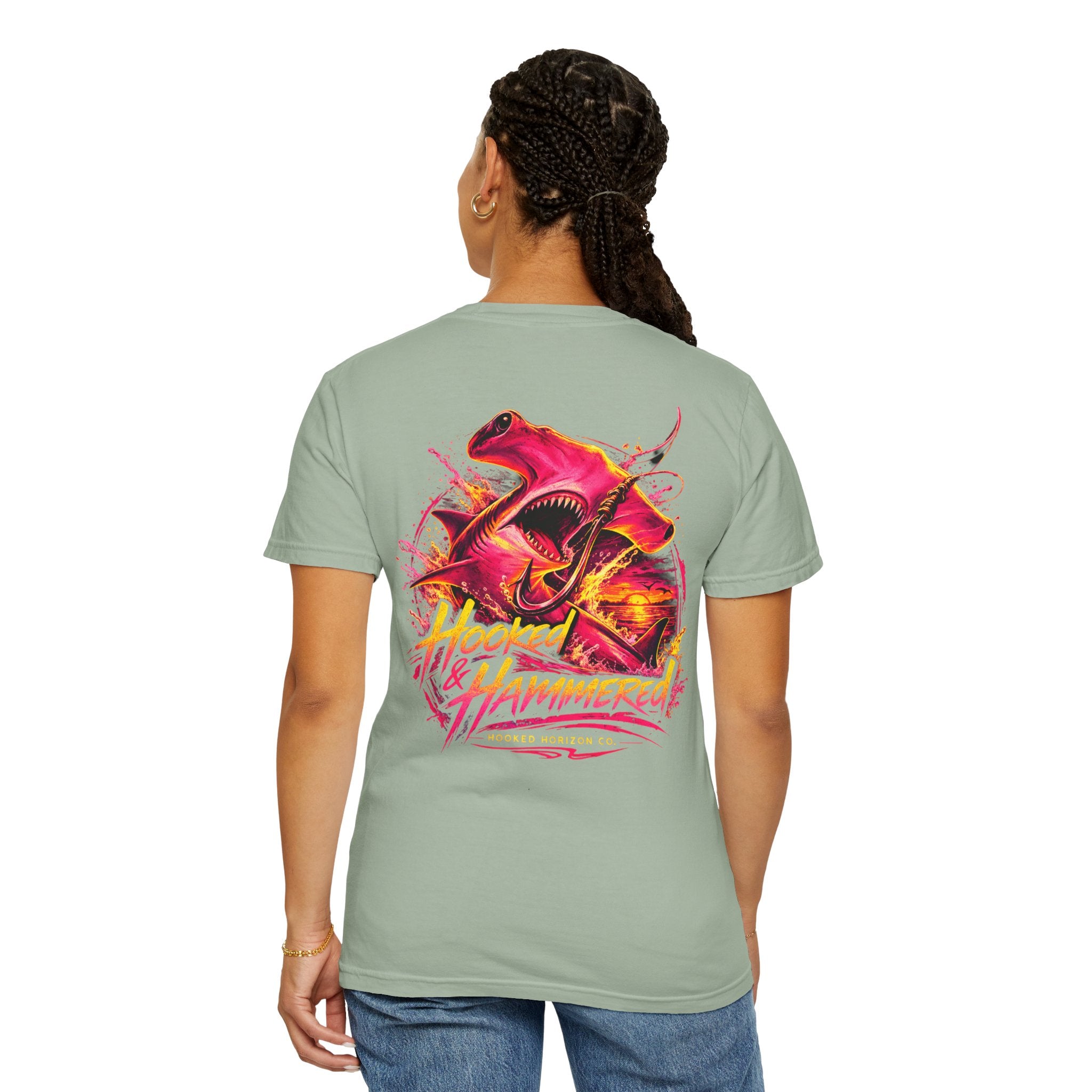 Hooked & Hammered Fishing T-shirt, Hooked Horizon Co, Angler Gifts, Shark Lovers