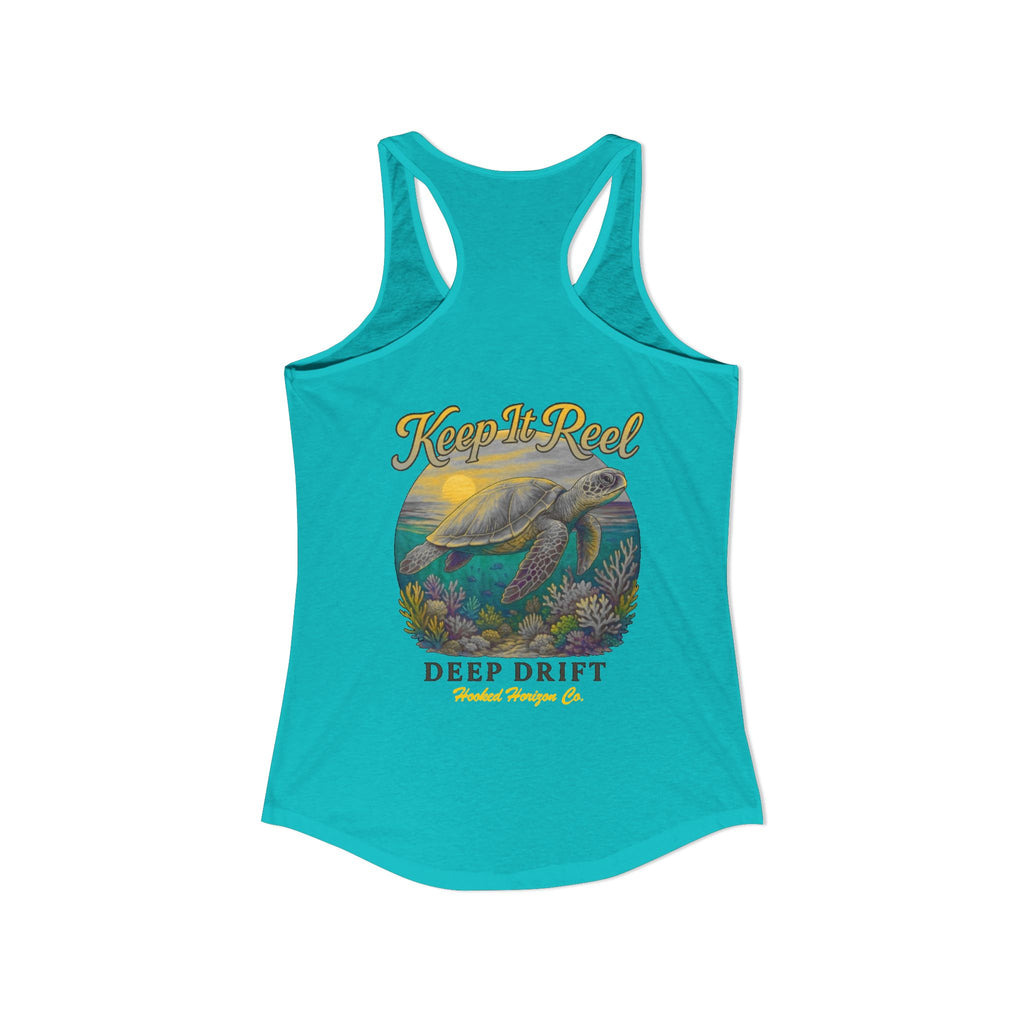 Turtle " Keep It Reel" Deep Drift– Hooked Horizon Co. Gifts for Ocean Lovers, Nautical Fashion, Everyday Comfort, Perfect Gift for Her