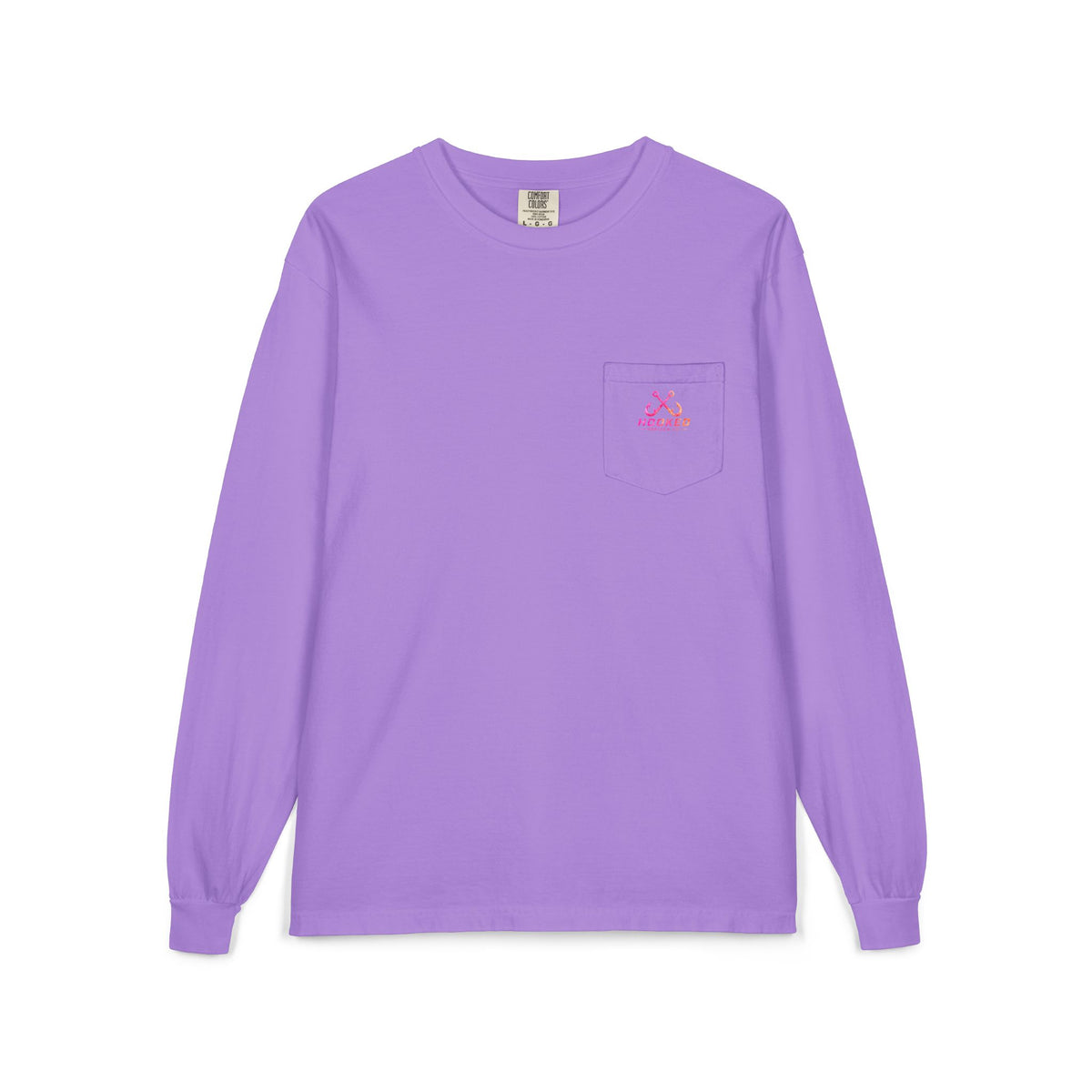 Hot Pink & Peach Hooked Horizon Co. — Classic Logo Unisex Long Sleeve Pocket T-Shirt