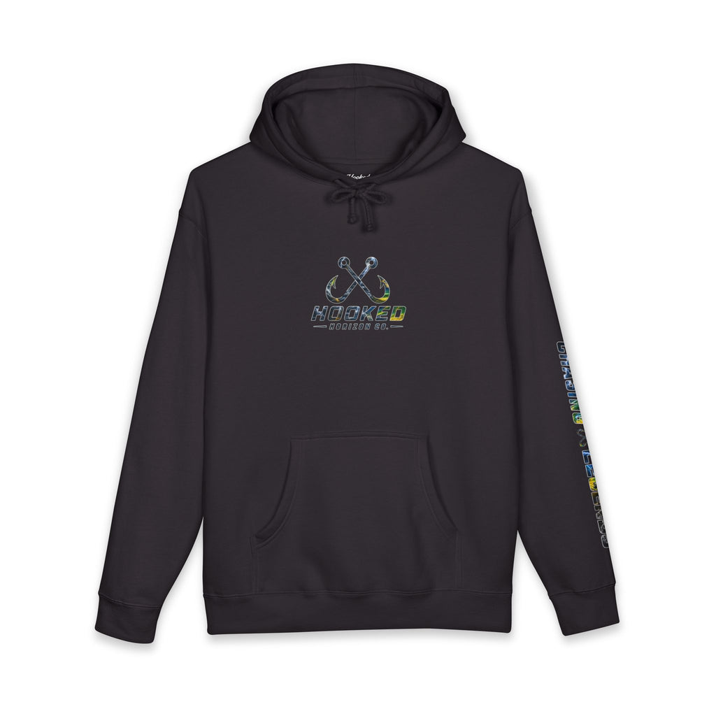 Mahi Mahi Hoodie Hooked Horizon Co. — Fishing Back Graphic Hoodie, Multiple Color Variations