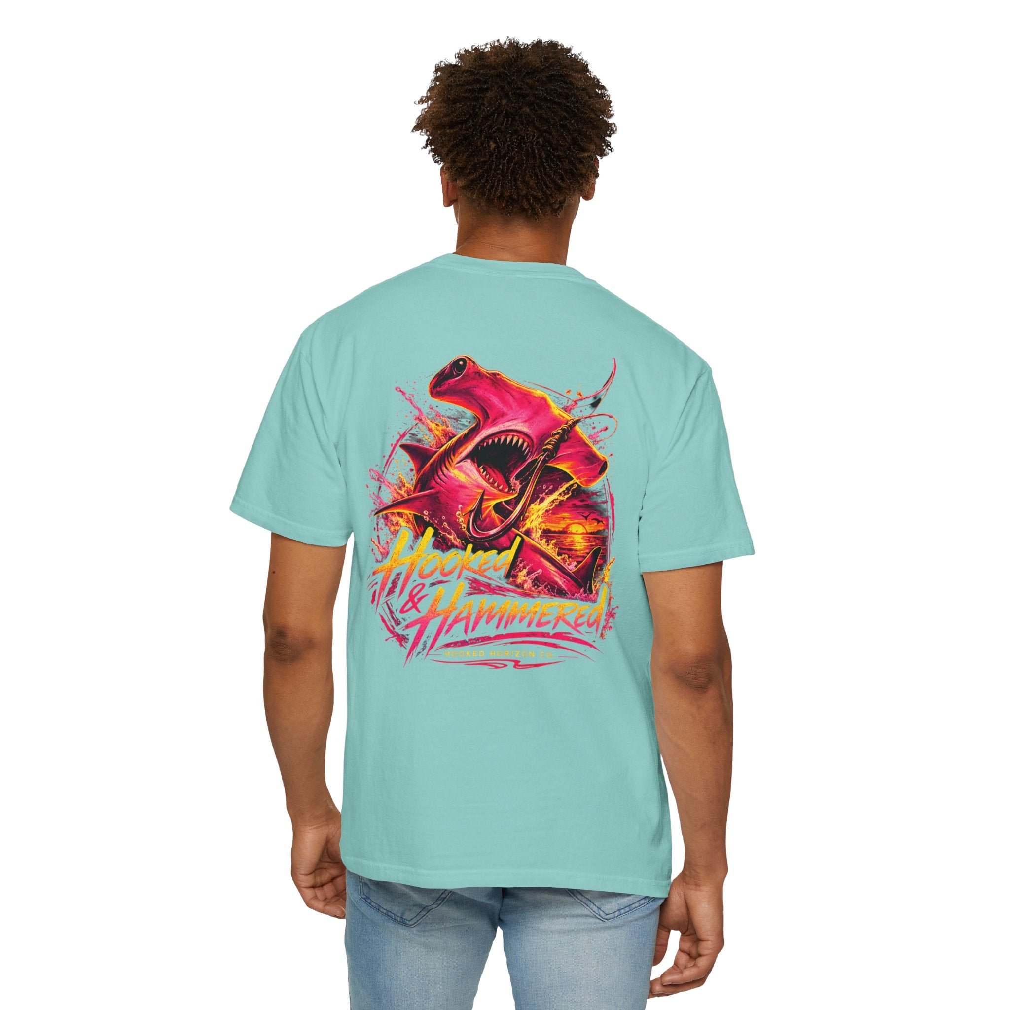 Hooked & Hammered Fishing T-shirt, Hooked Horizon Co, Angler Gifts, Shark Lovers
