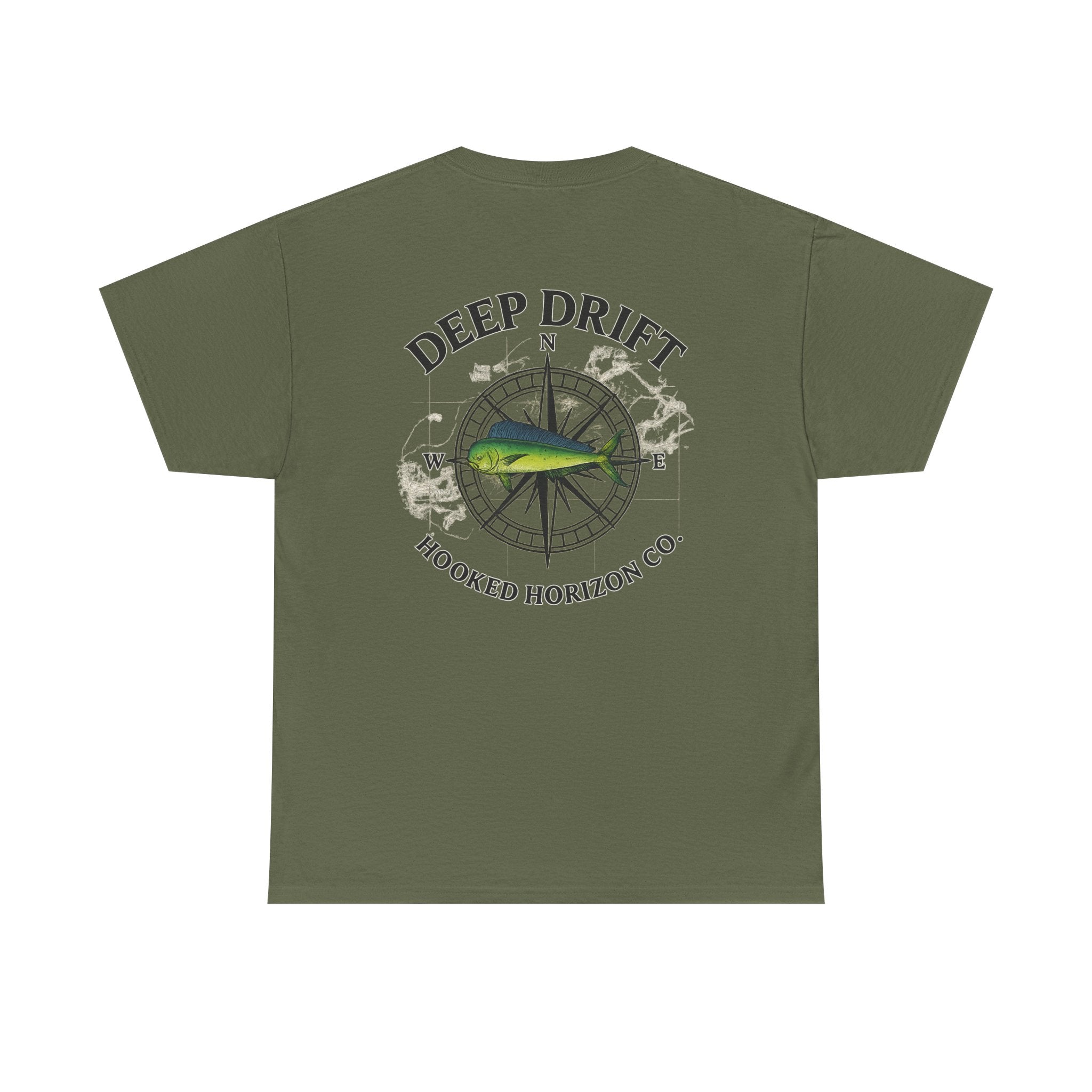 Compass Fishing T‑Shirt — "Deep Drift" Compass Design by Hooked Horizon Co.