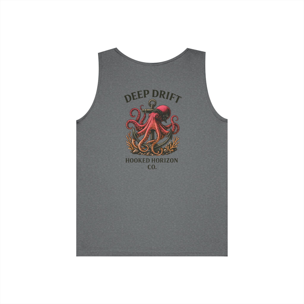 Red  Deep Drift Octopus Graphic Tank Top, Summer Beach Wear, Unisex Tank, Gift for Ocean Lovers, Nautical Tees, Camping Apparel