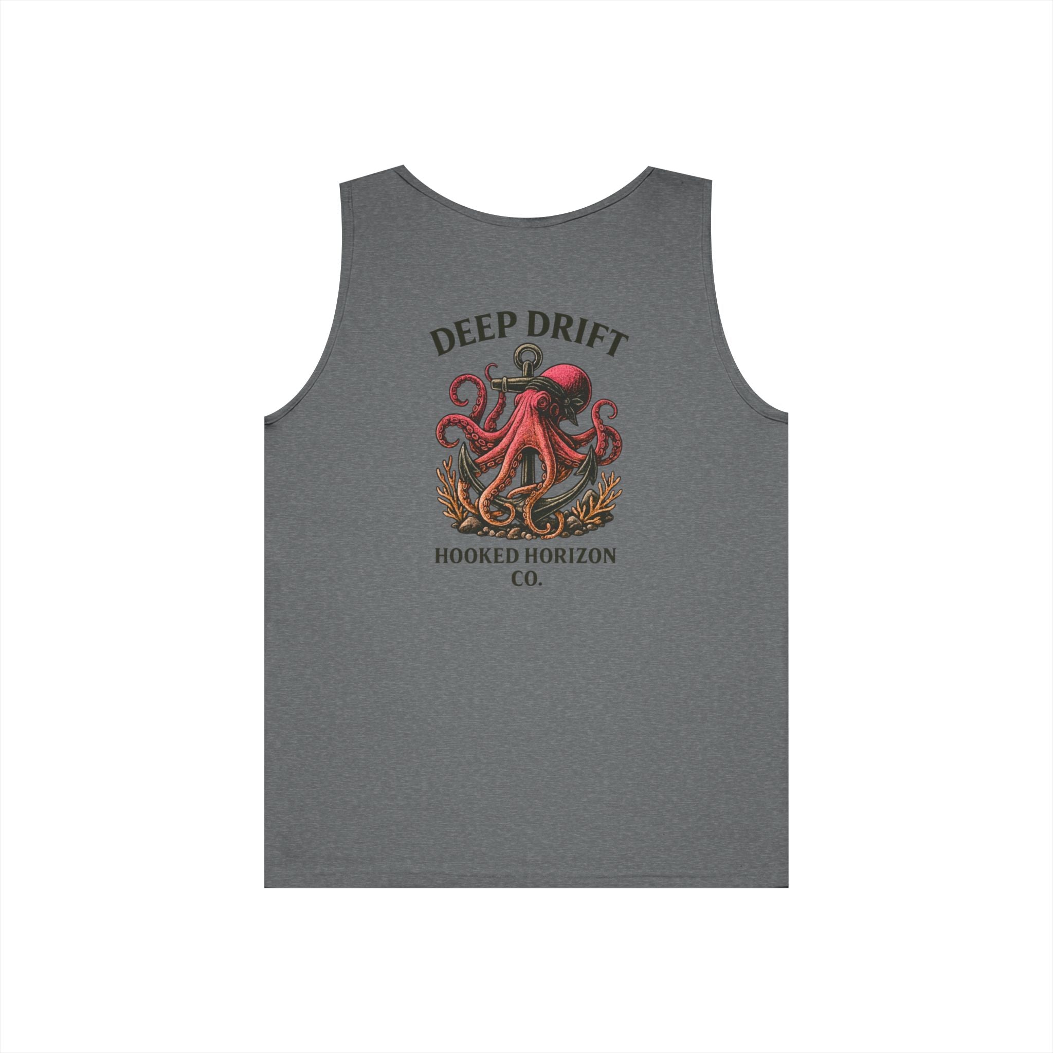 Red  Deep Drift Octopus Graphic Tank Top, Summer Beach Wear, Unisex Tank, Gift for Ocean Lovers, Nautical Tees, Camping Apparel