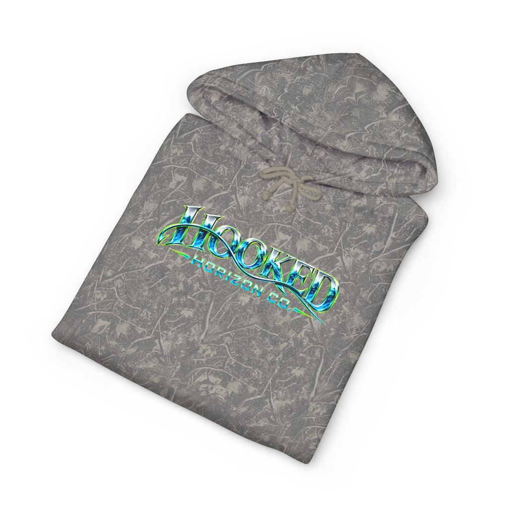 Barracuda Like Green Logo Hoodie—Hooked Horizon Co. — Fishing Back Graphic Hoodie, Multiple Color Variations